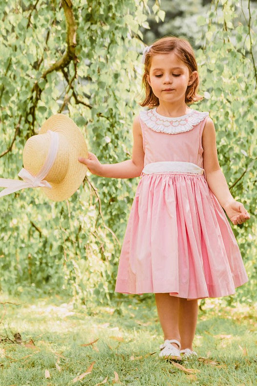 Baby pink dress with white collar hotsell