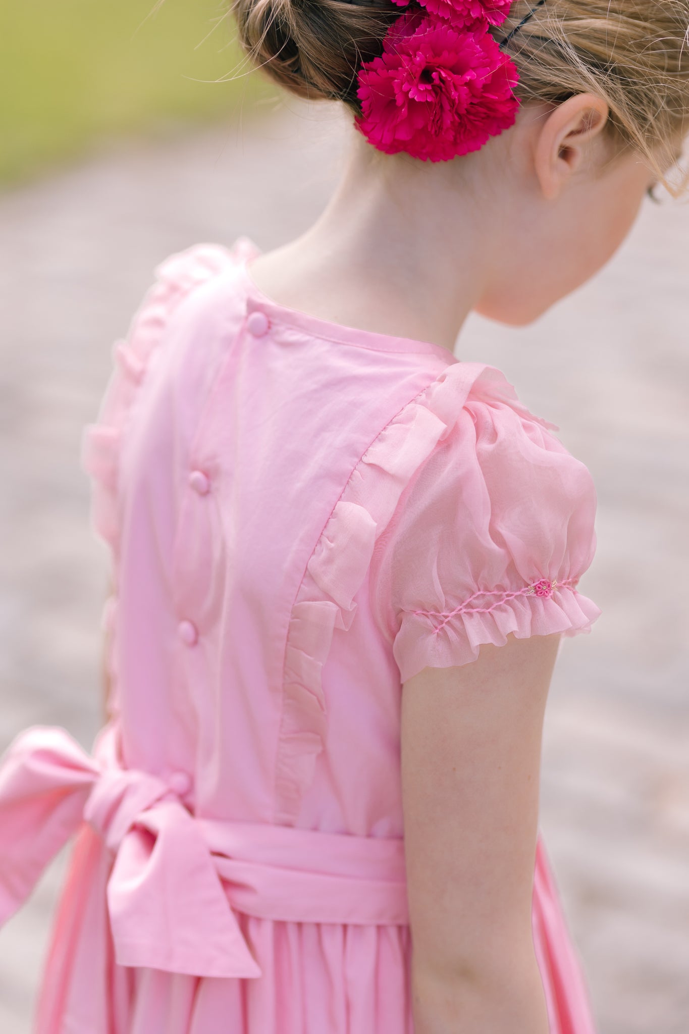 CAMELIA PINK ORGANZA SLEEVE DRESS