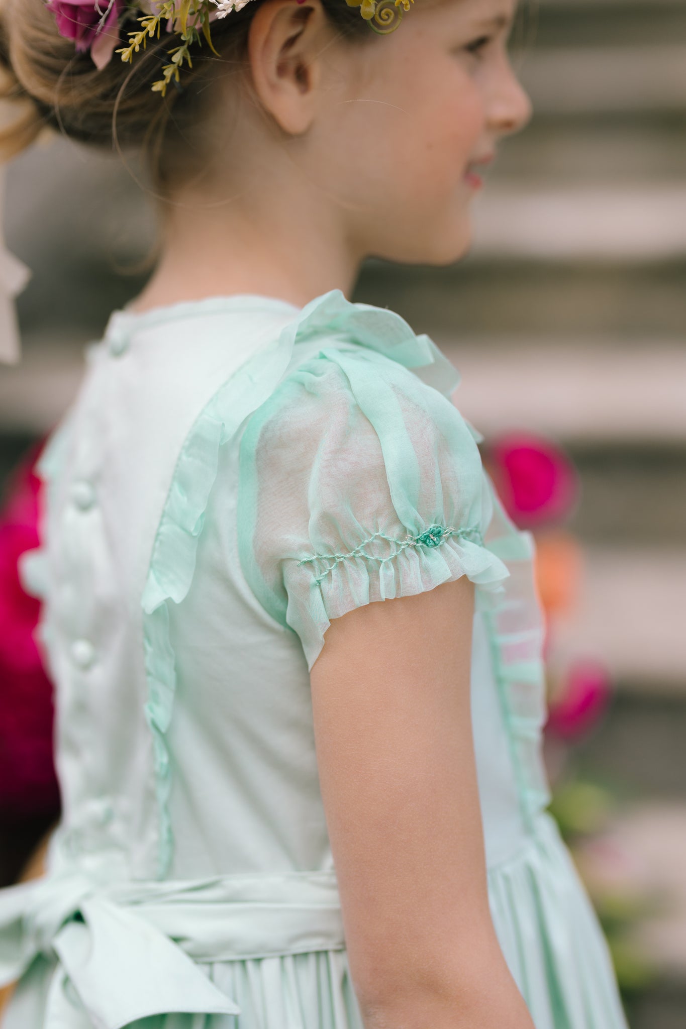 CAMELIA MINT ORGANZA SLEEVES DRESS