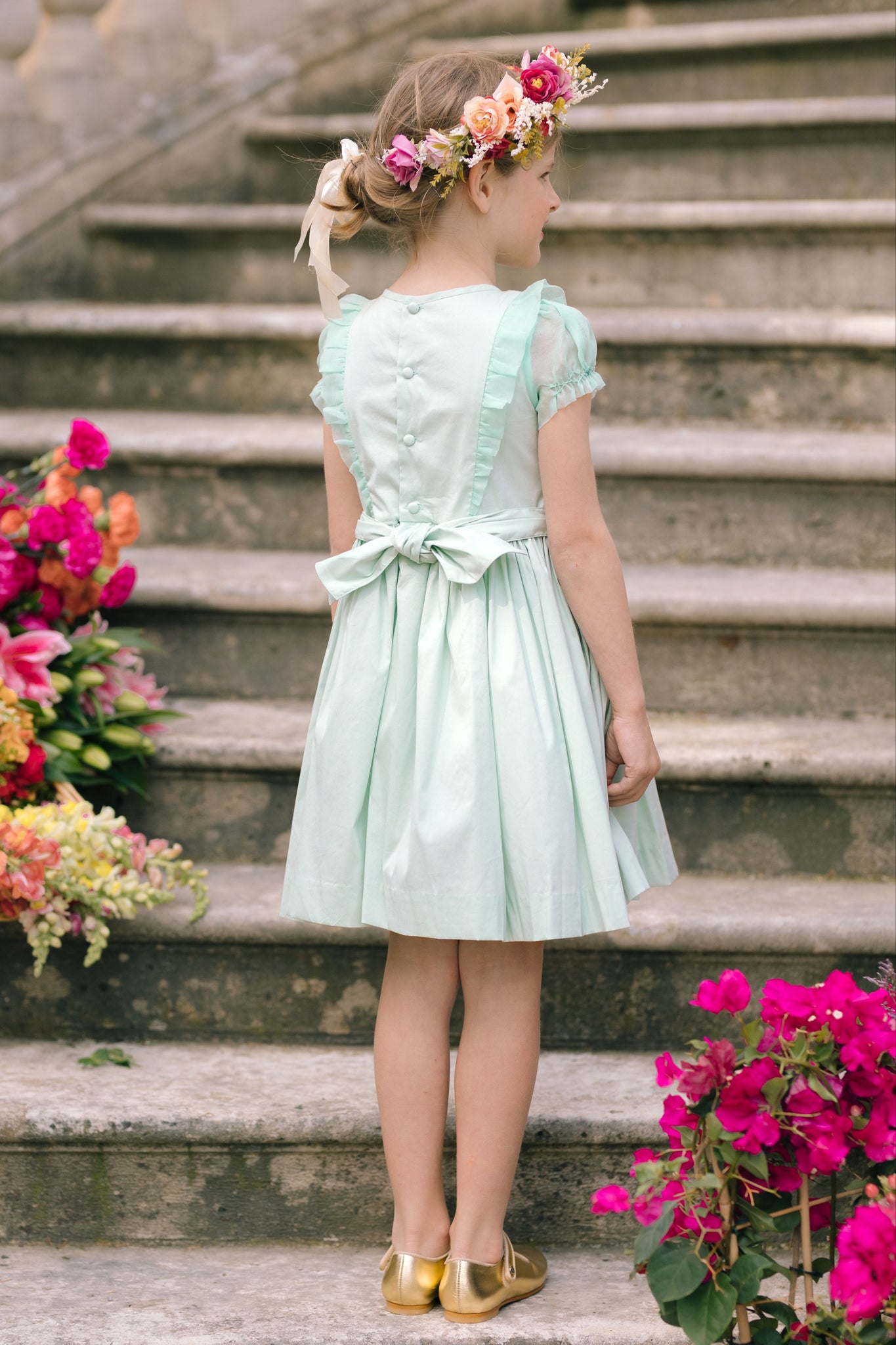 CAMELIA MINT ORGANZA SLEEVES DRESS