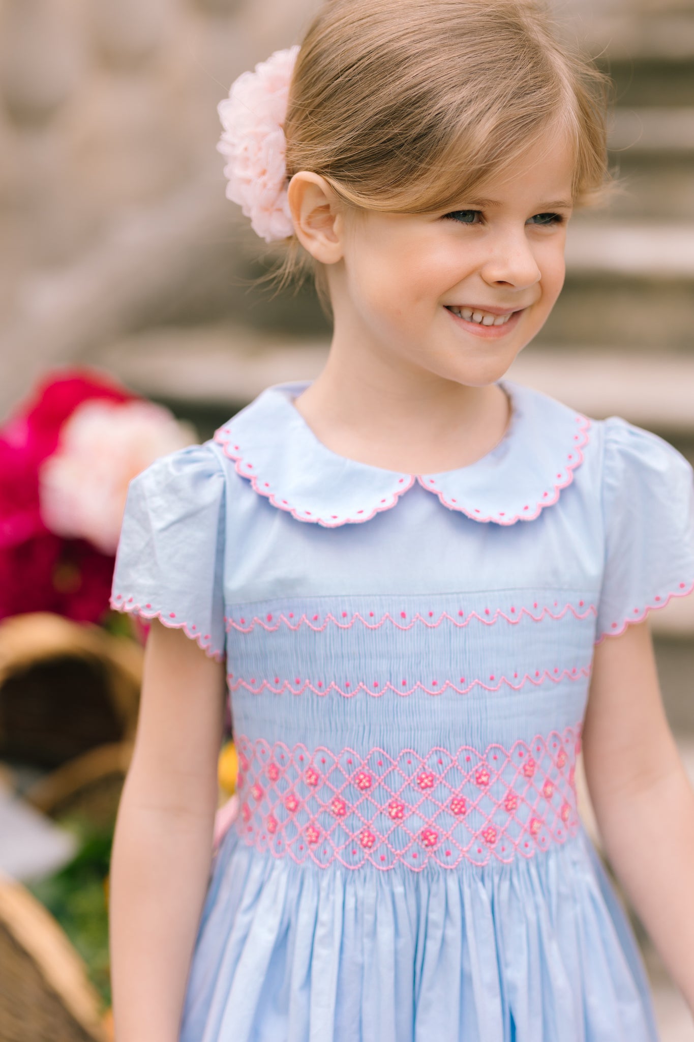 Cassis French Light Blue Smocked Dress