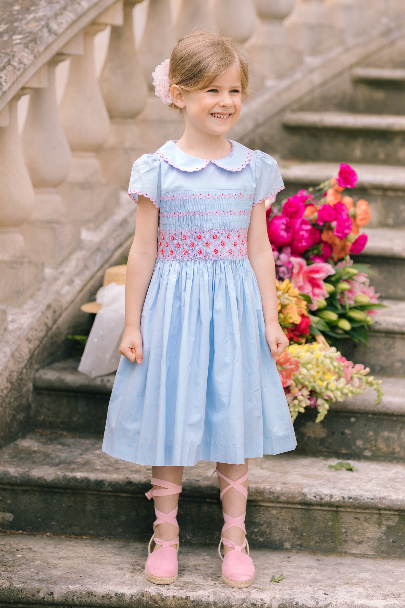 Cassis French Light Blue Smocked Dress