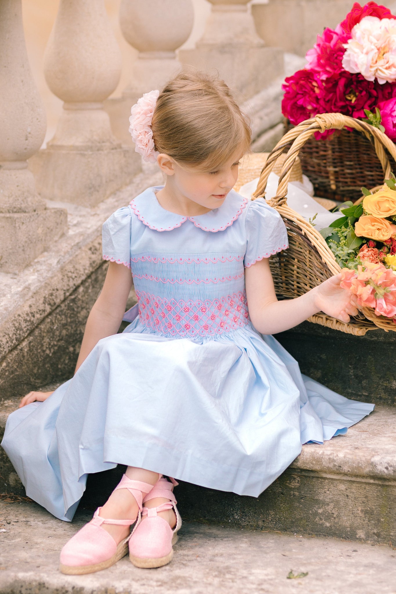 Cassis French Light Blue Smocked Dress