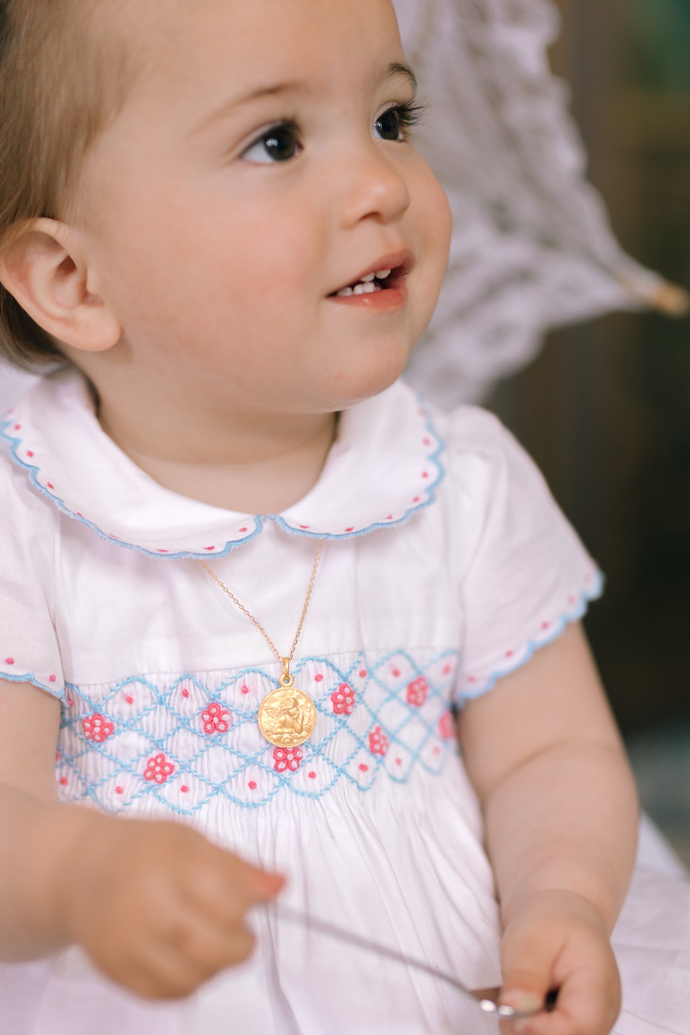 Cassis White Short Sleeve Smocked Romper