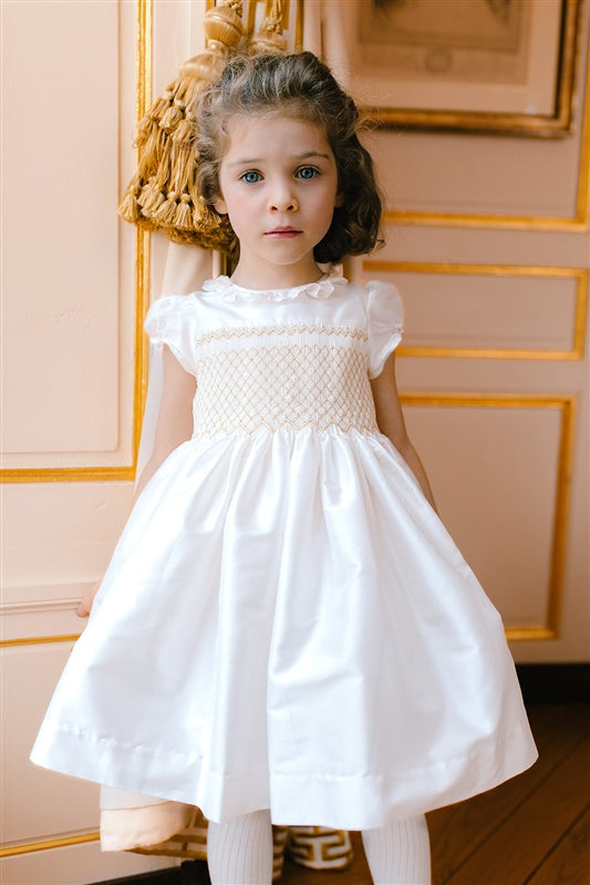 Colombe Gold Silk Ceremony Girl Dress