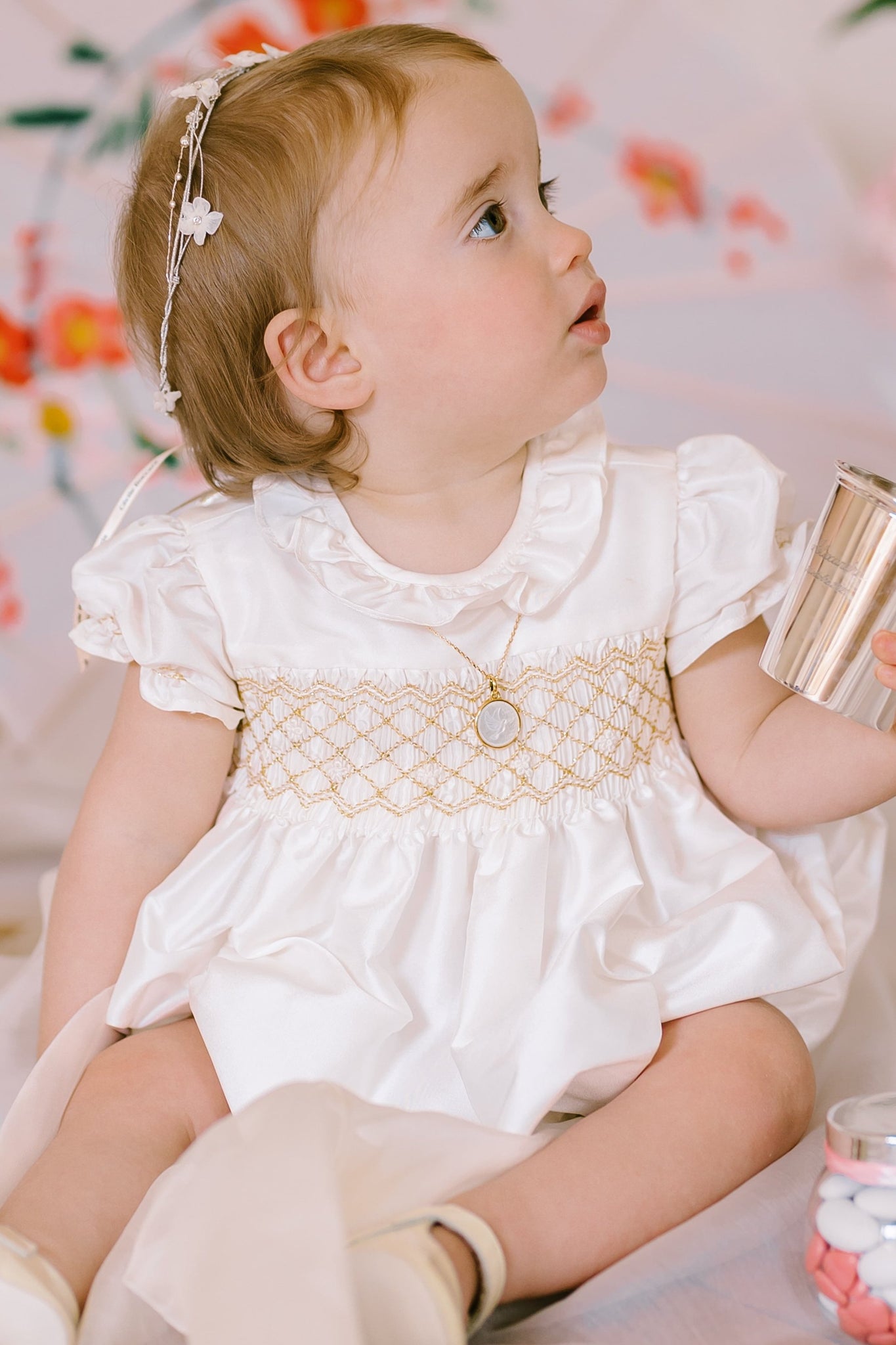 Colombe Gold silk Ceremony Baby Bubble