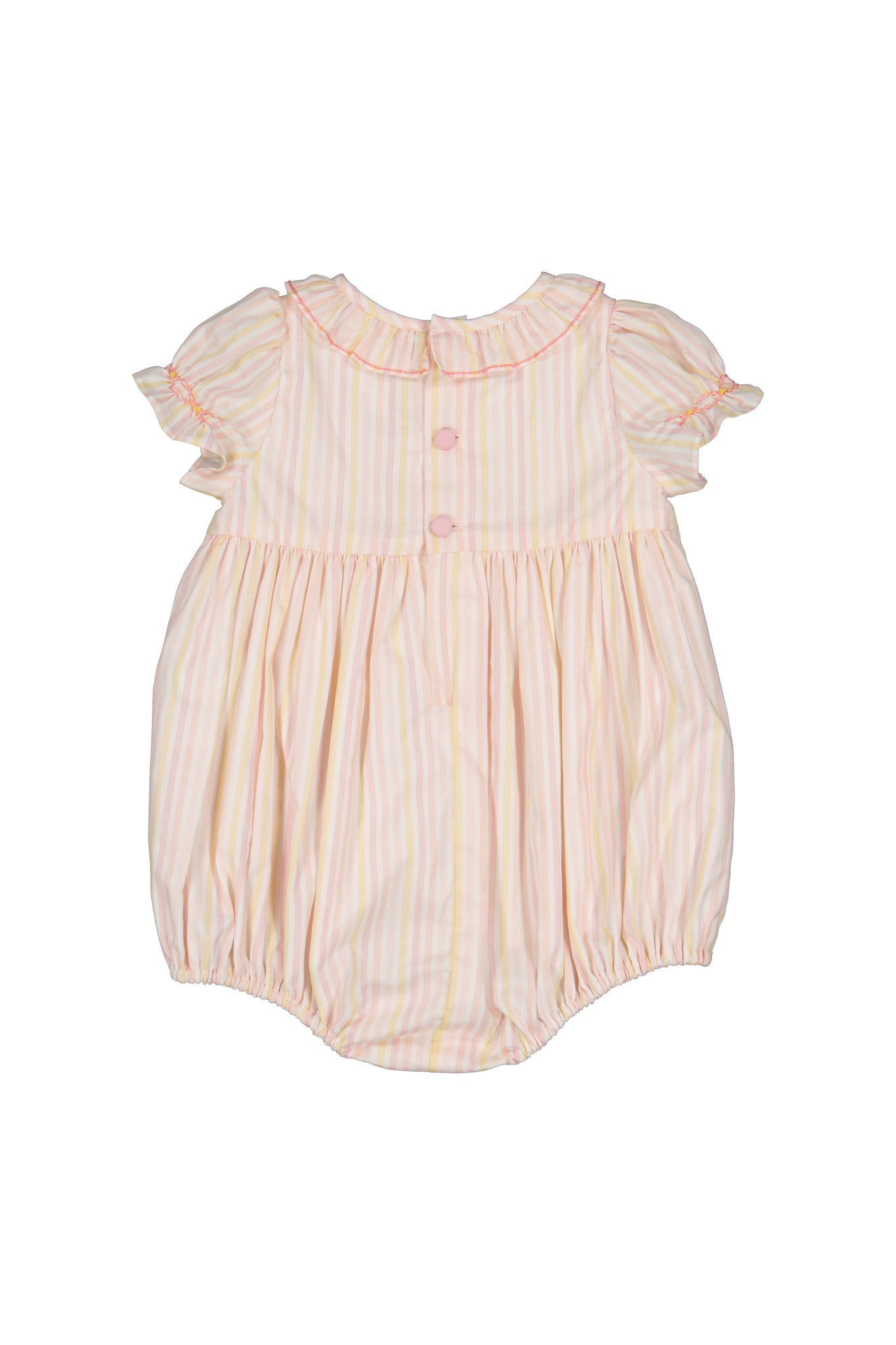 Capucine Pink Yellow Stripe Smocked Romper