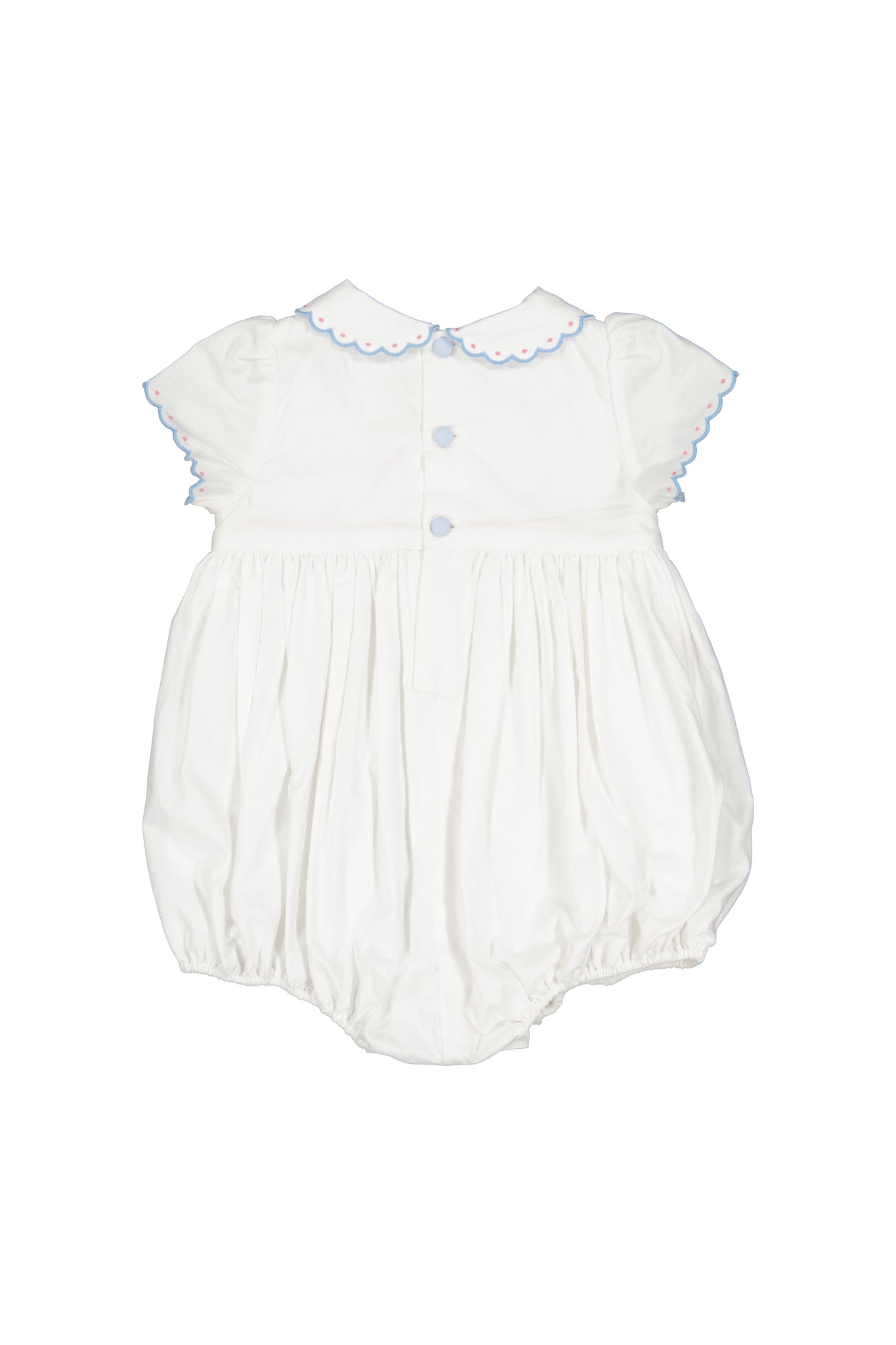 Cassis White Short Sleeve Smocked Romper