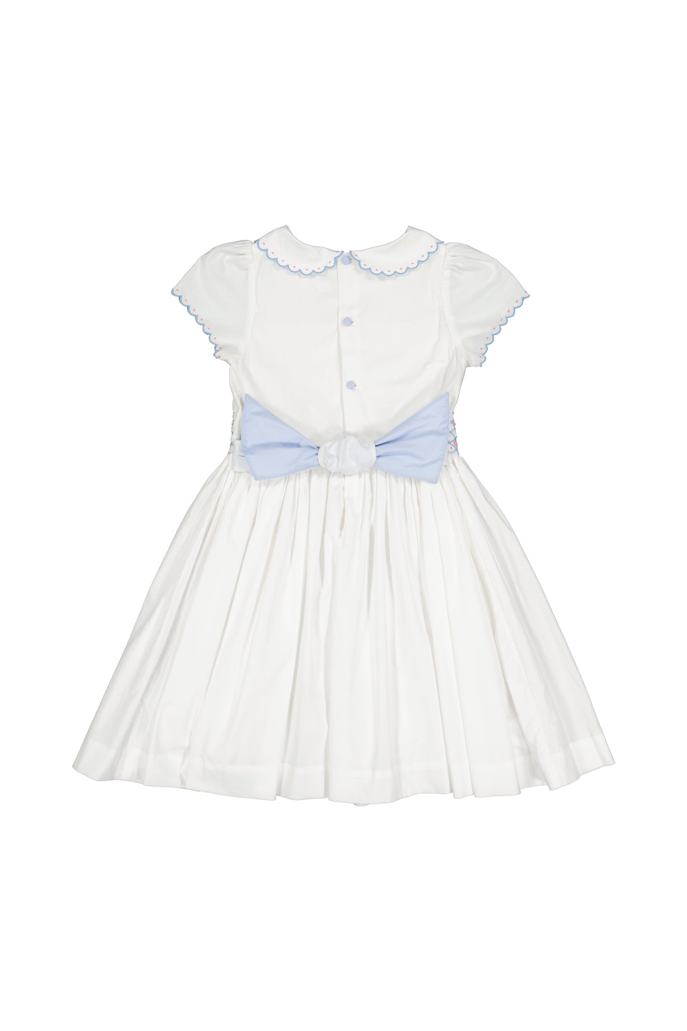 Cassis White Short Sleeve Smocked Dress