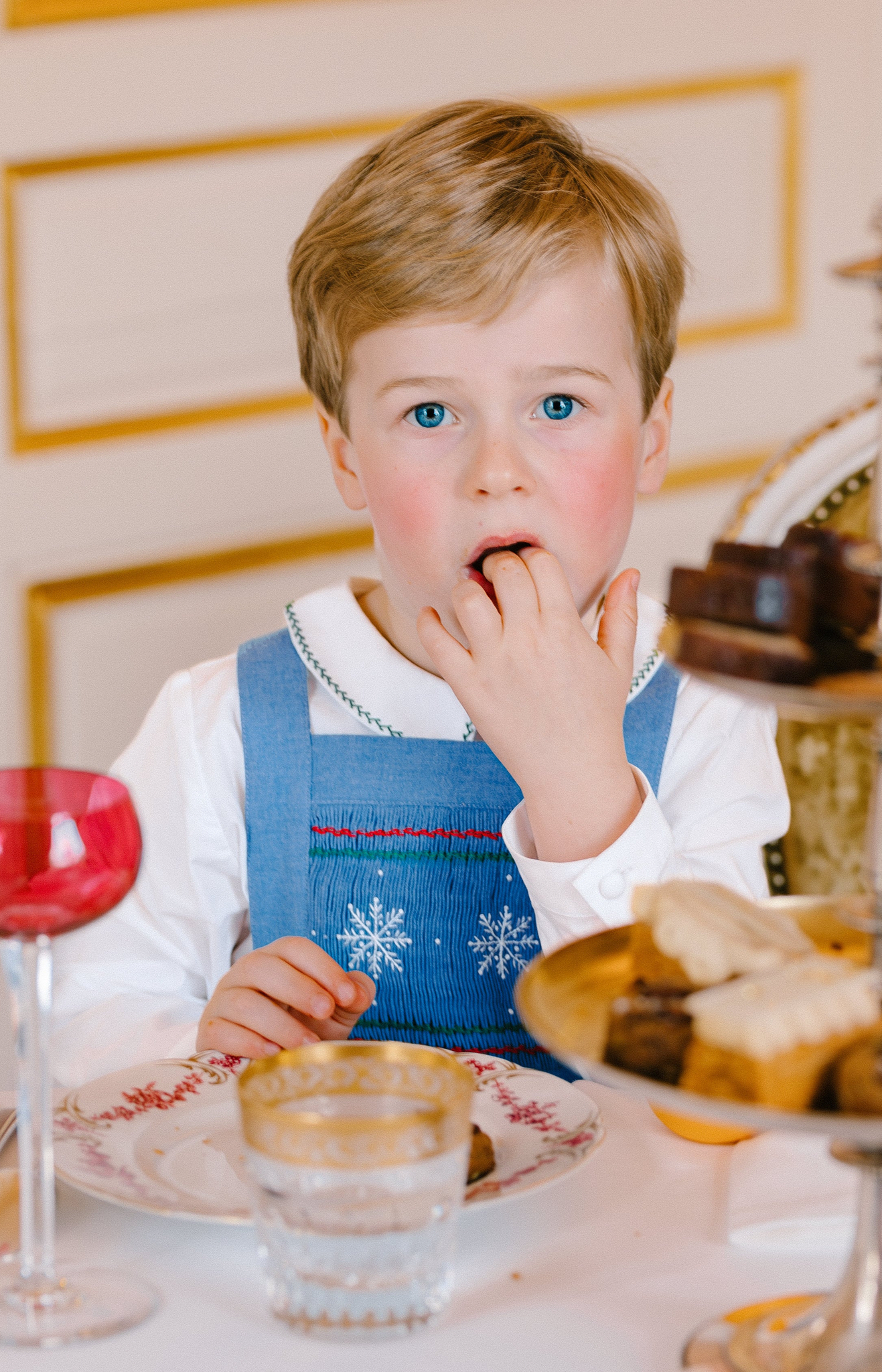 GEORGE BLUE FLANNEL BOY DUNGAREE & SHIRT