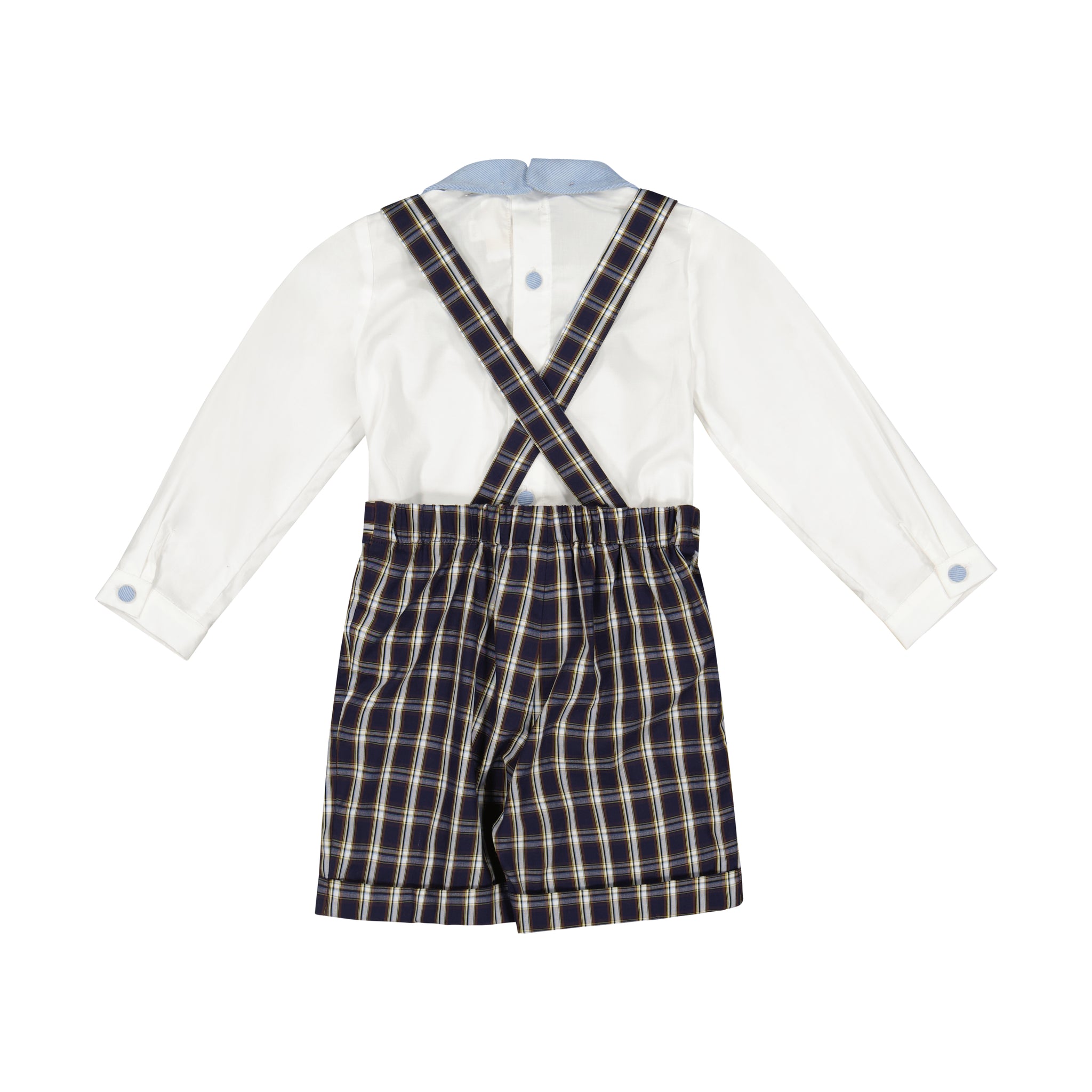 GEORGE NAVY TARTAN BOY DUNGAREE & SHIRT