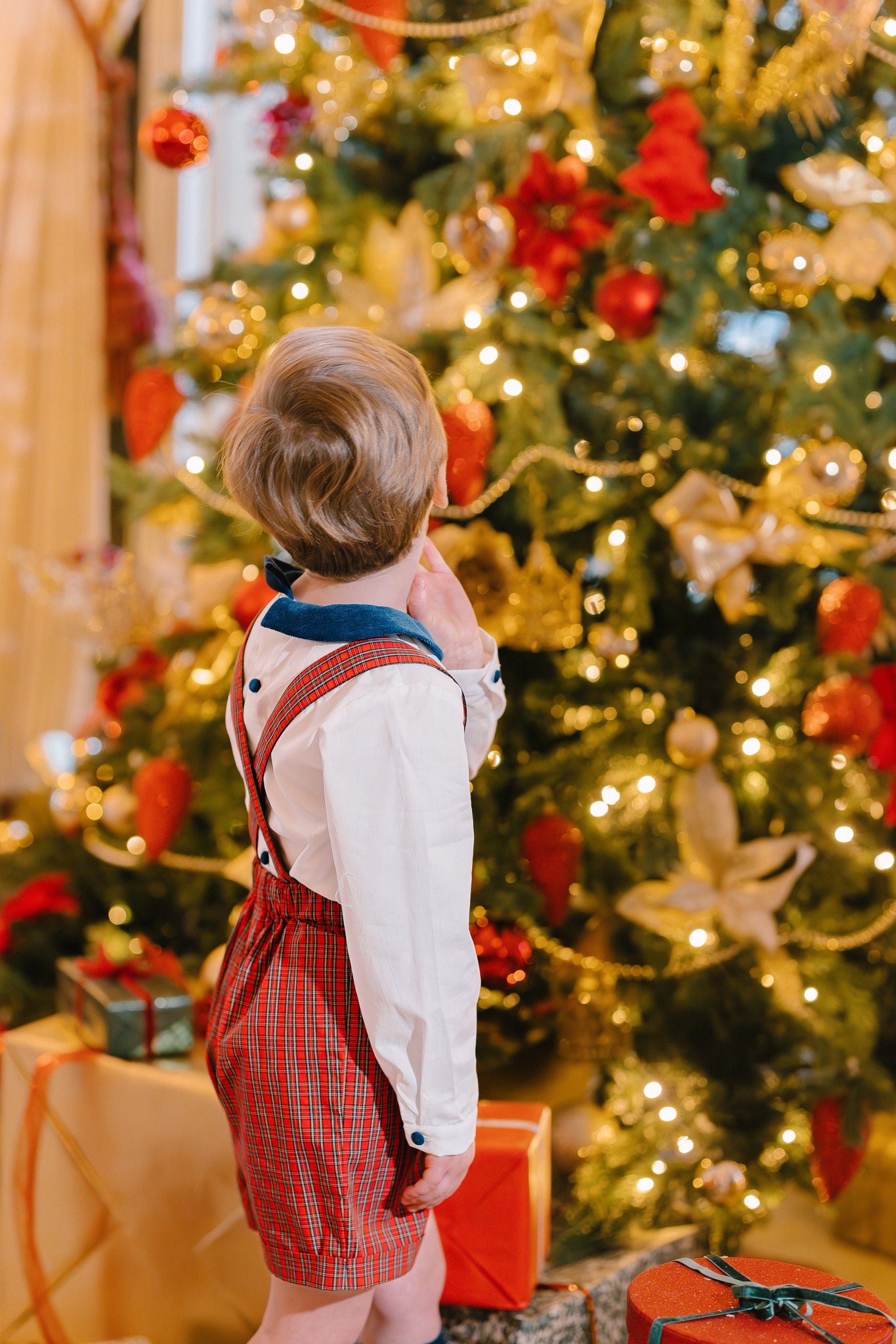 GEORGE RED TARTAN BOY DUNGAREE & SHIRT