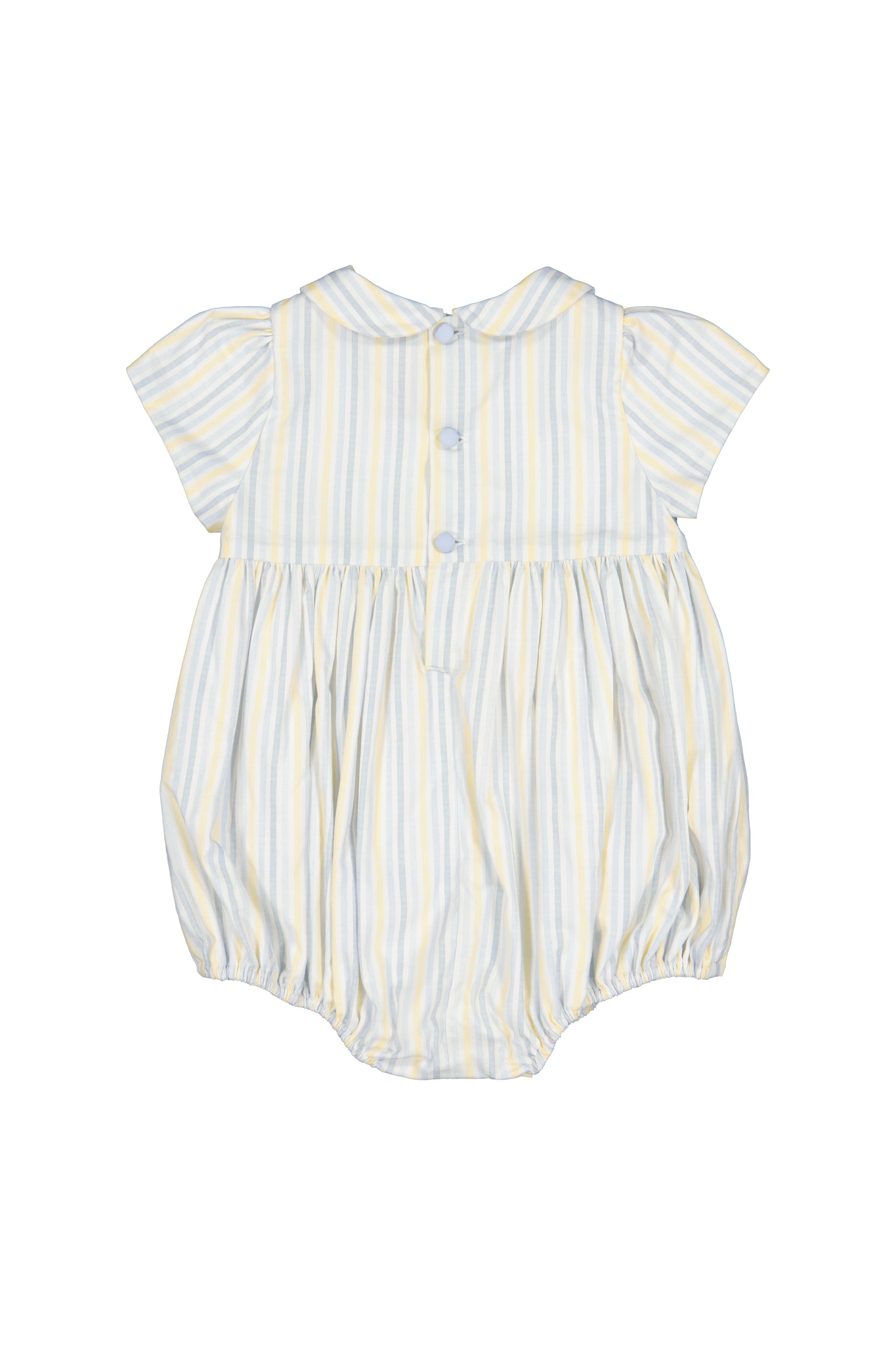 George Yellow Blue Stripe Smocked Bubble Romper