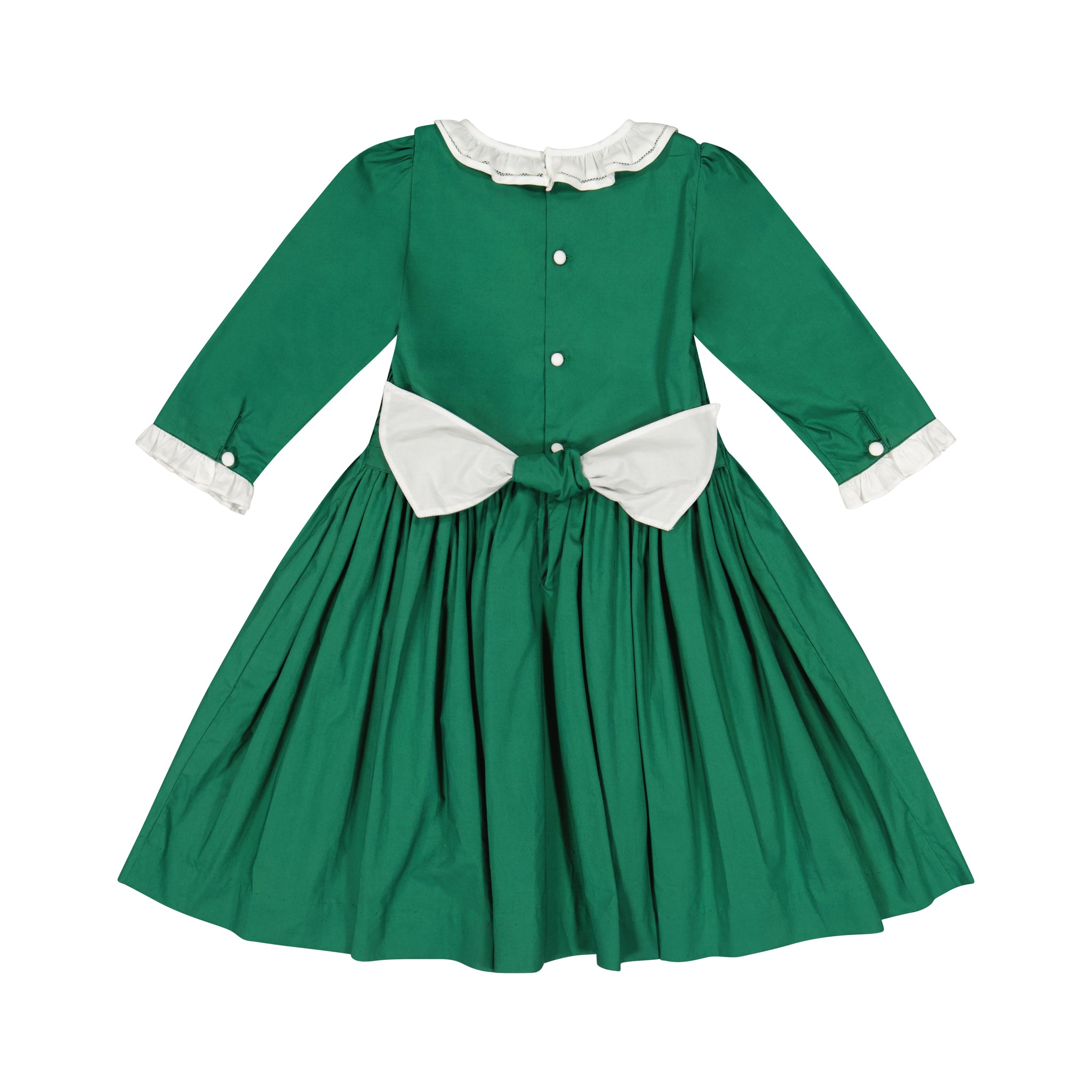 HEIDI GREEN WINTER LONG SLEEVE SMOCKED DRESS