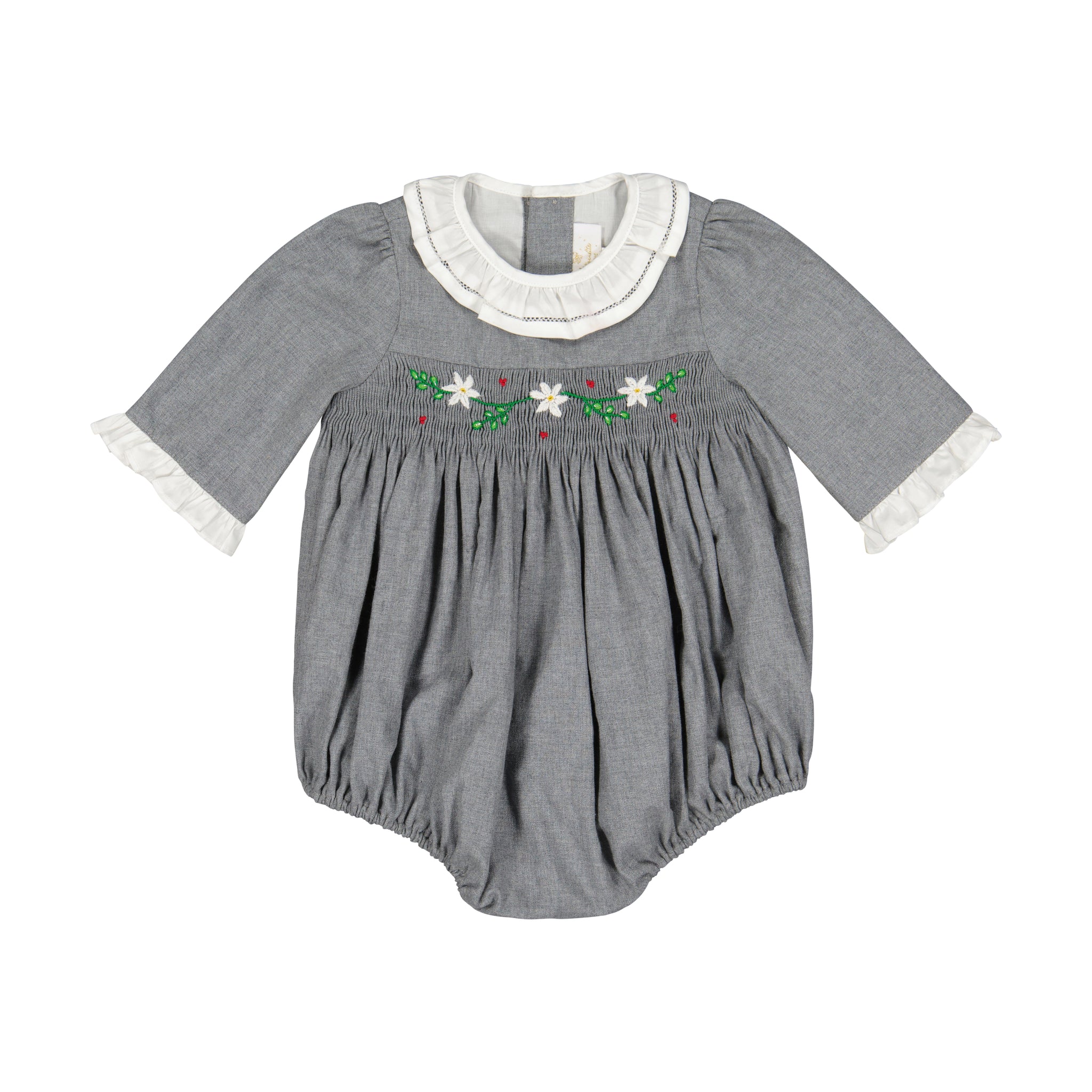 HEIDI GREY LONG SLEEVE SMOCKED BUBBLE