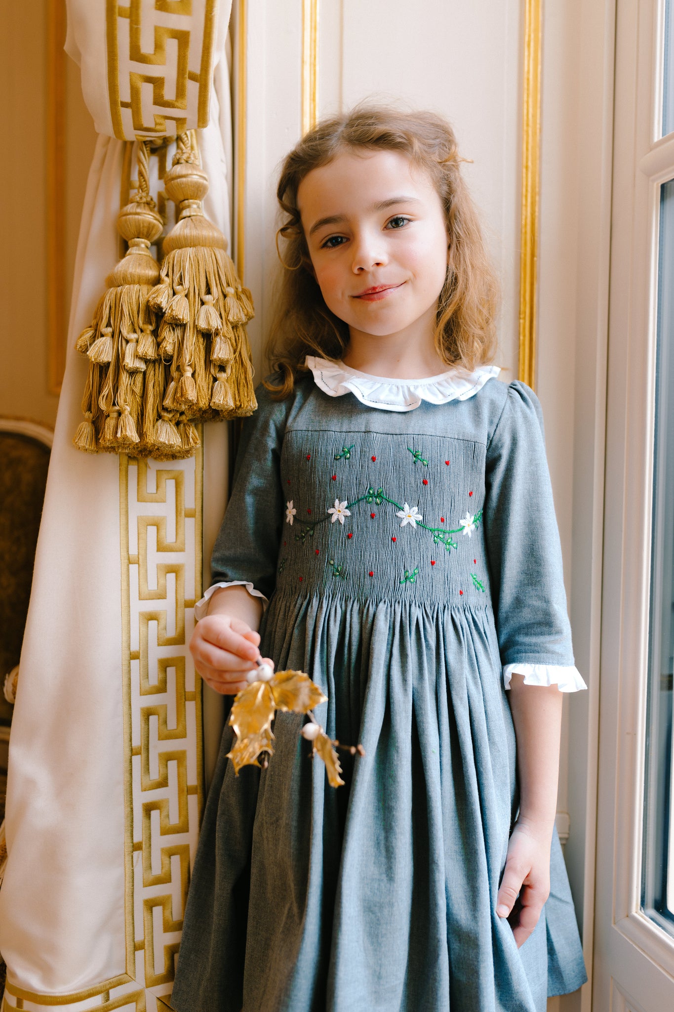 HEIDI GREY WINTER LONG SLEEVE SMOCKED DRESS