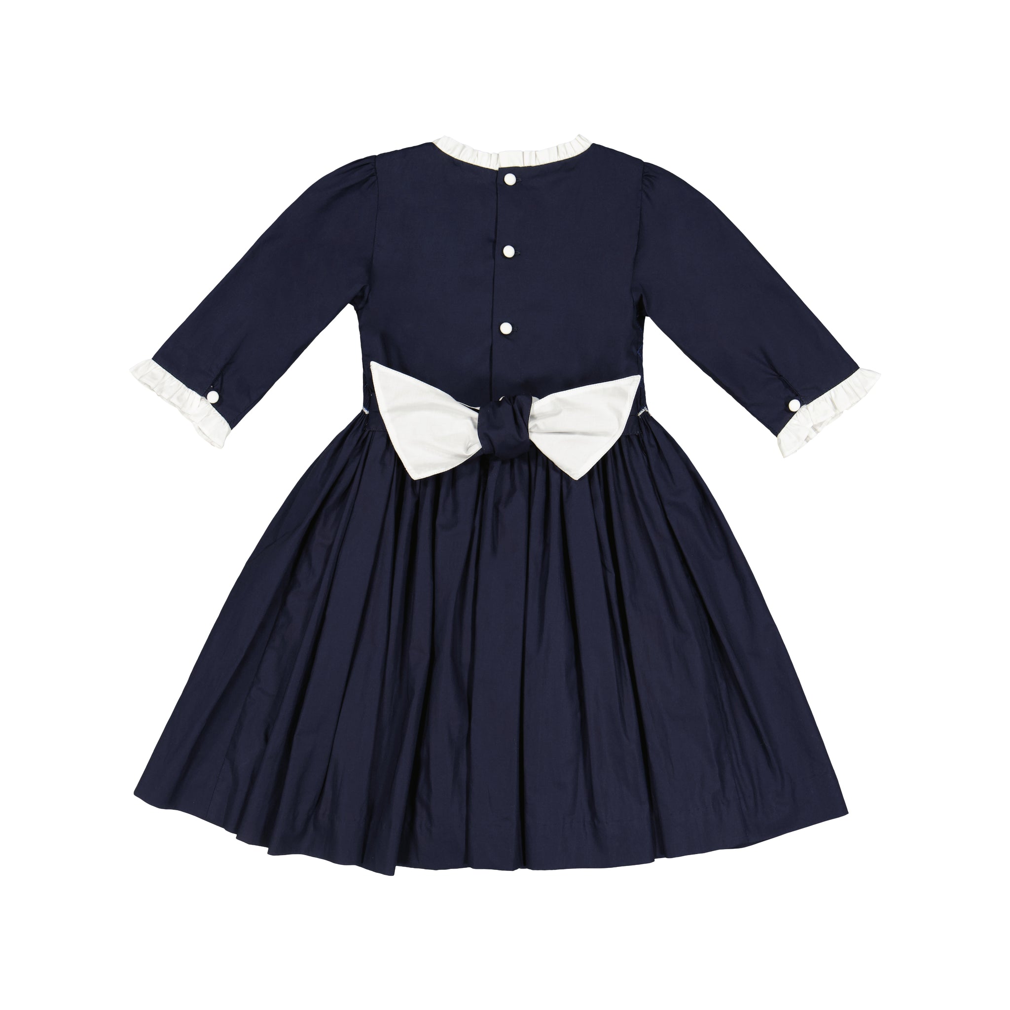 LUNA NAVY LONG SLEEVE SMOCKED DRESS