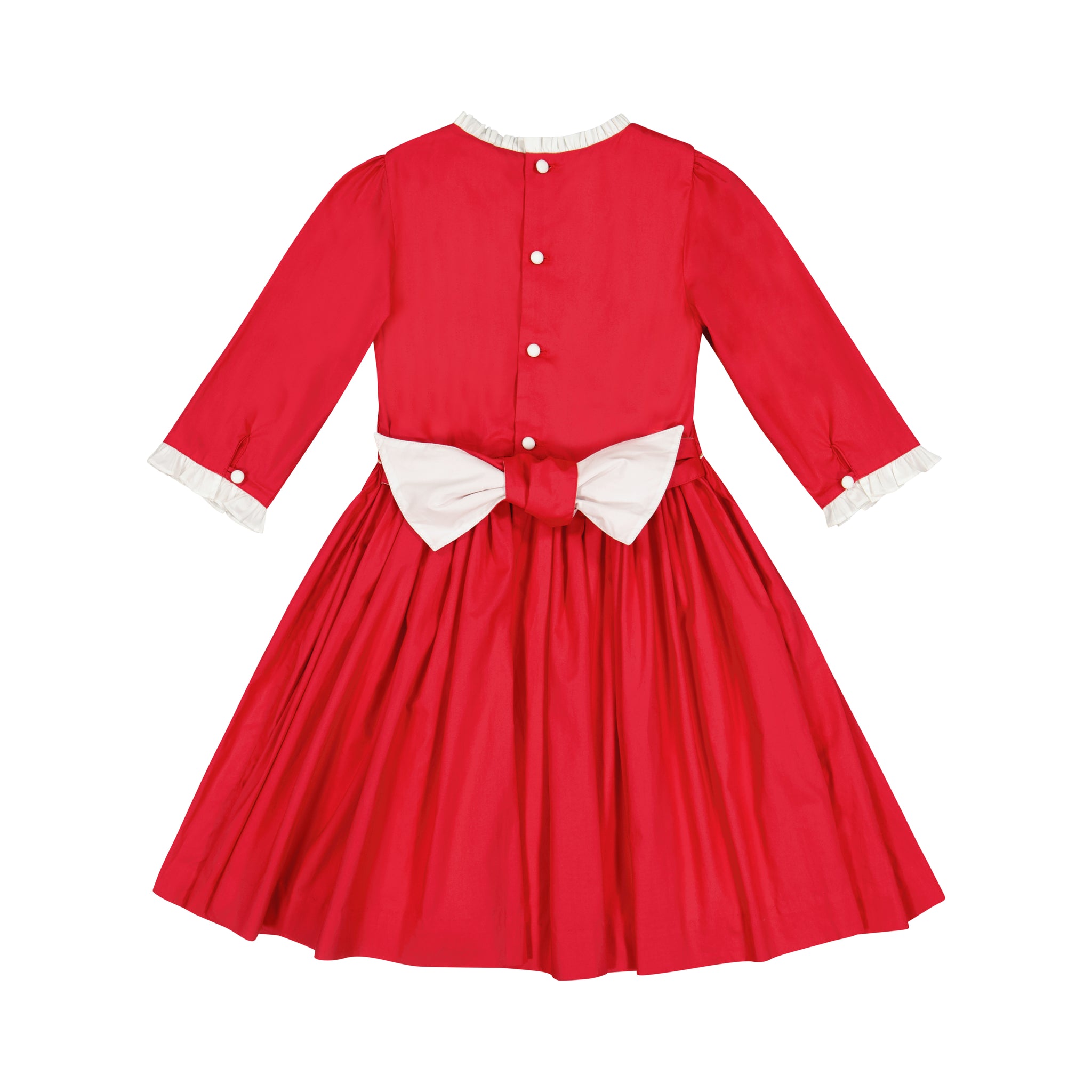 LUNA RED LONG SLEEVE SMOCKED DRESS