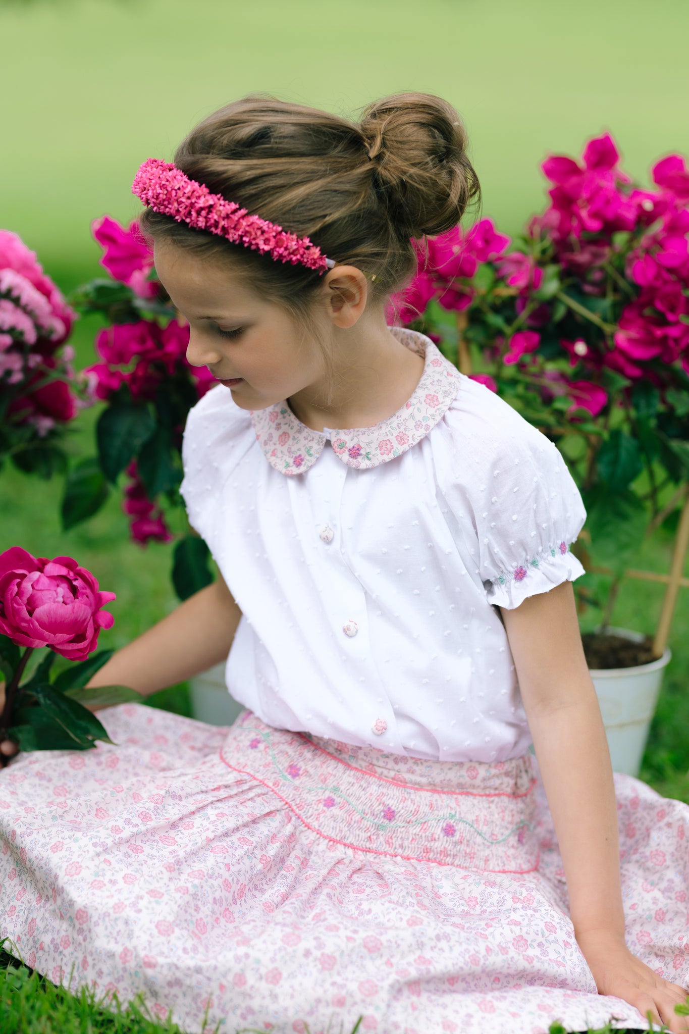 Marie Floral Pink Skirt & Short Sleeve Blouse