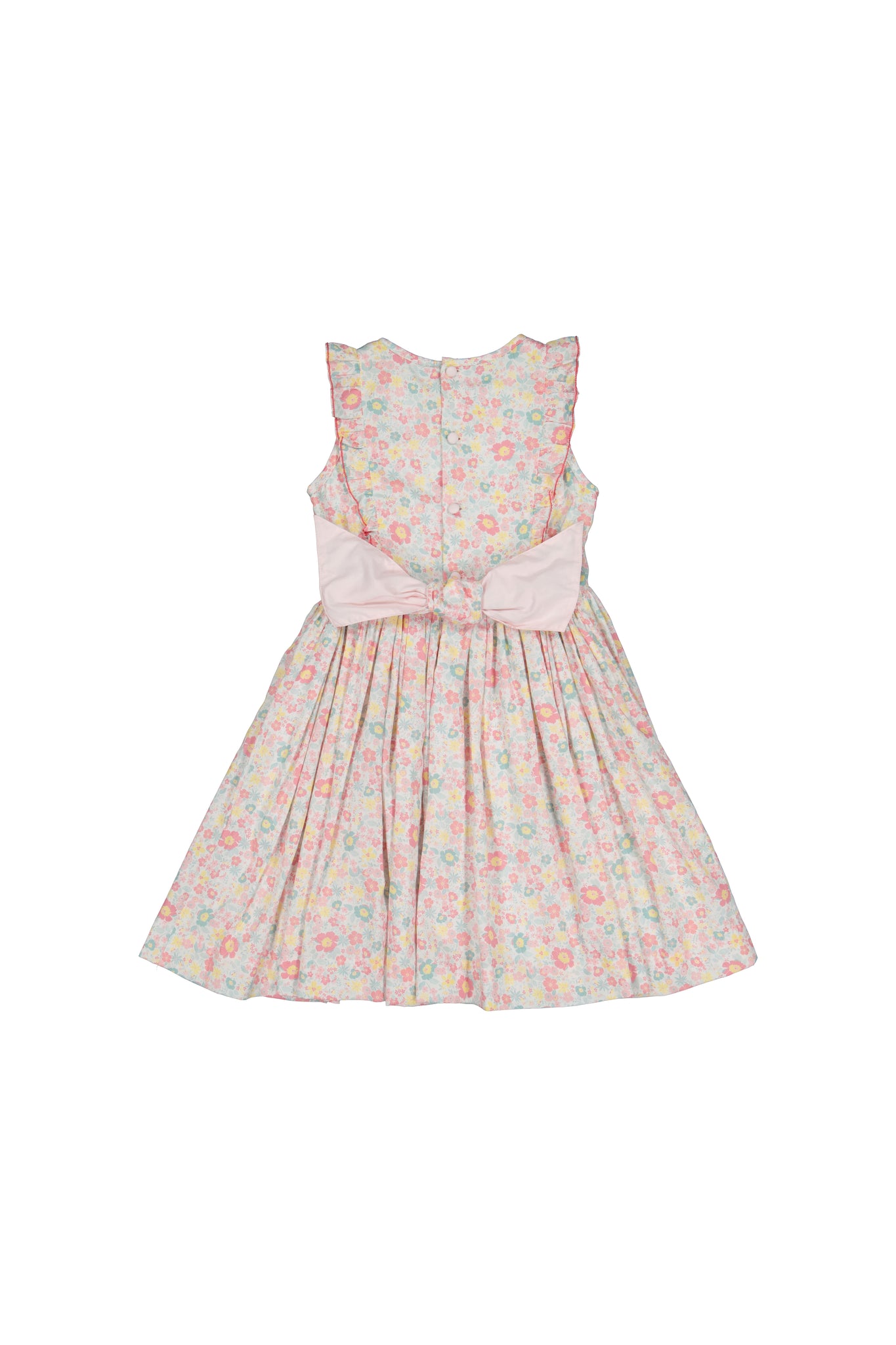 Marguerite Floral Pink Frilled Sleeveless Smocked Dress