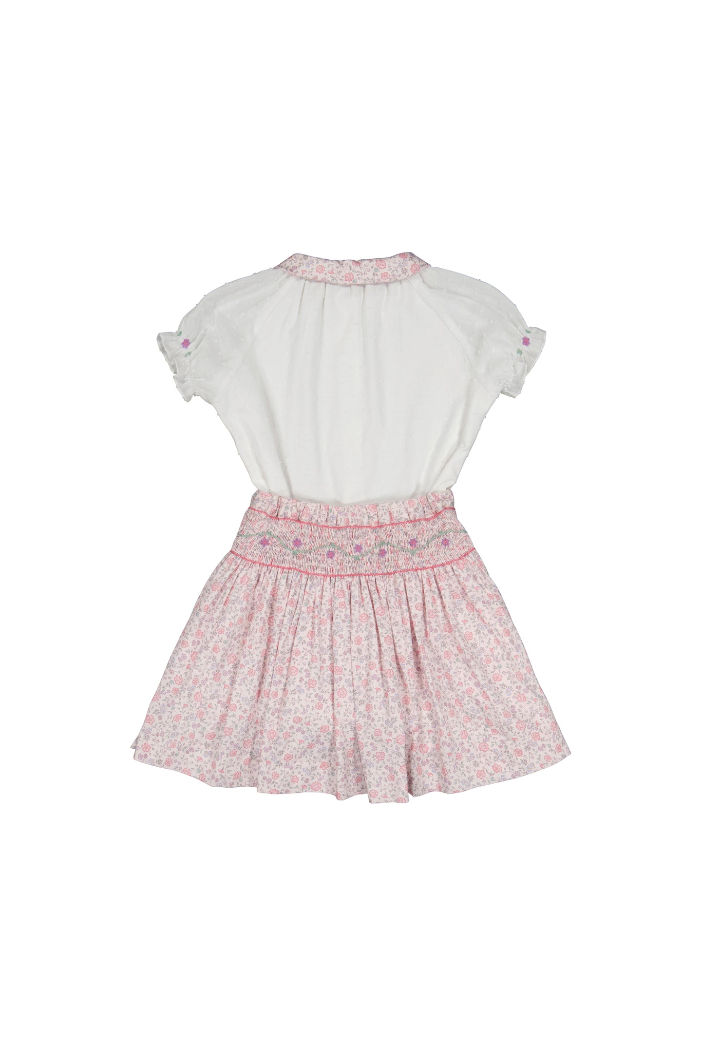 Marie Floral Pink Skirt & Short Sleeve Blouse