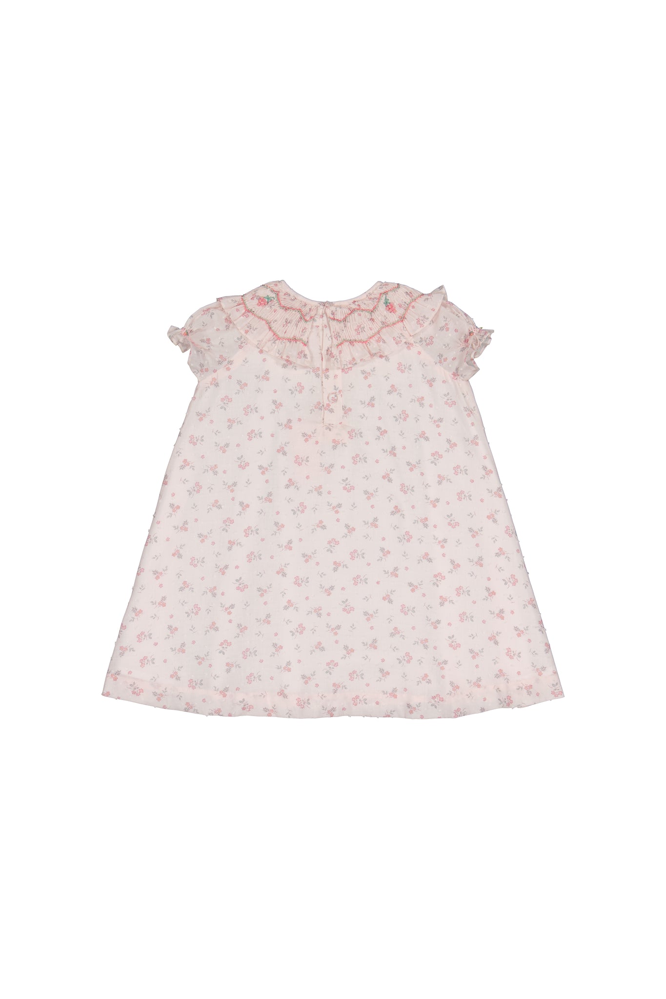 Myrtille Pink Floral Short Sleeve Bishop Dress