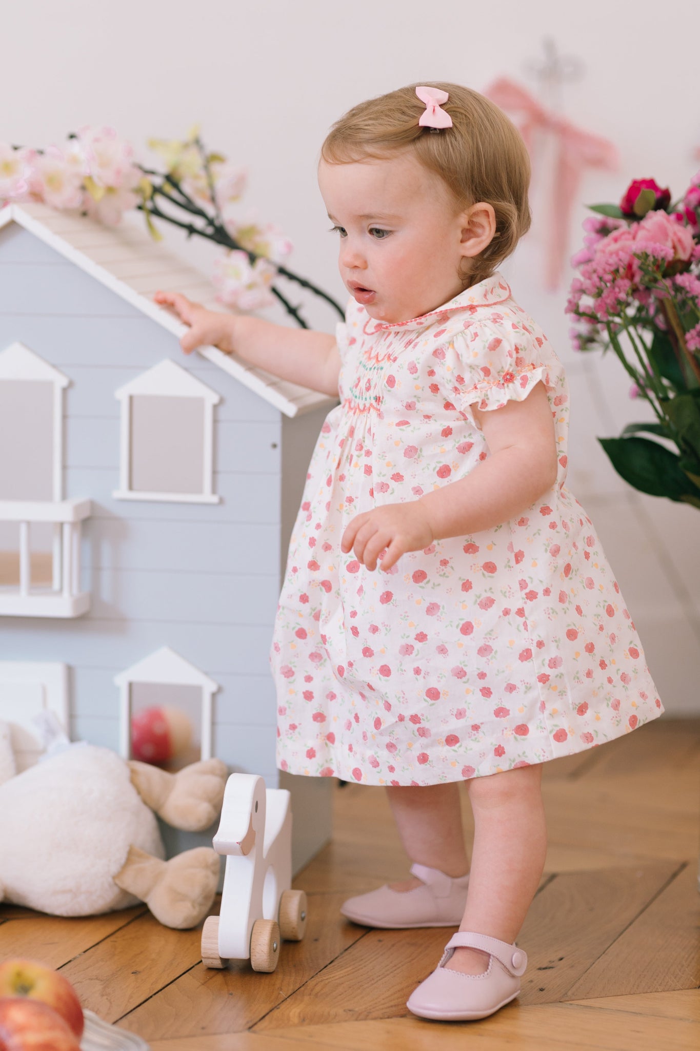 Poppy Pink Smocked Baby Set