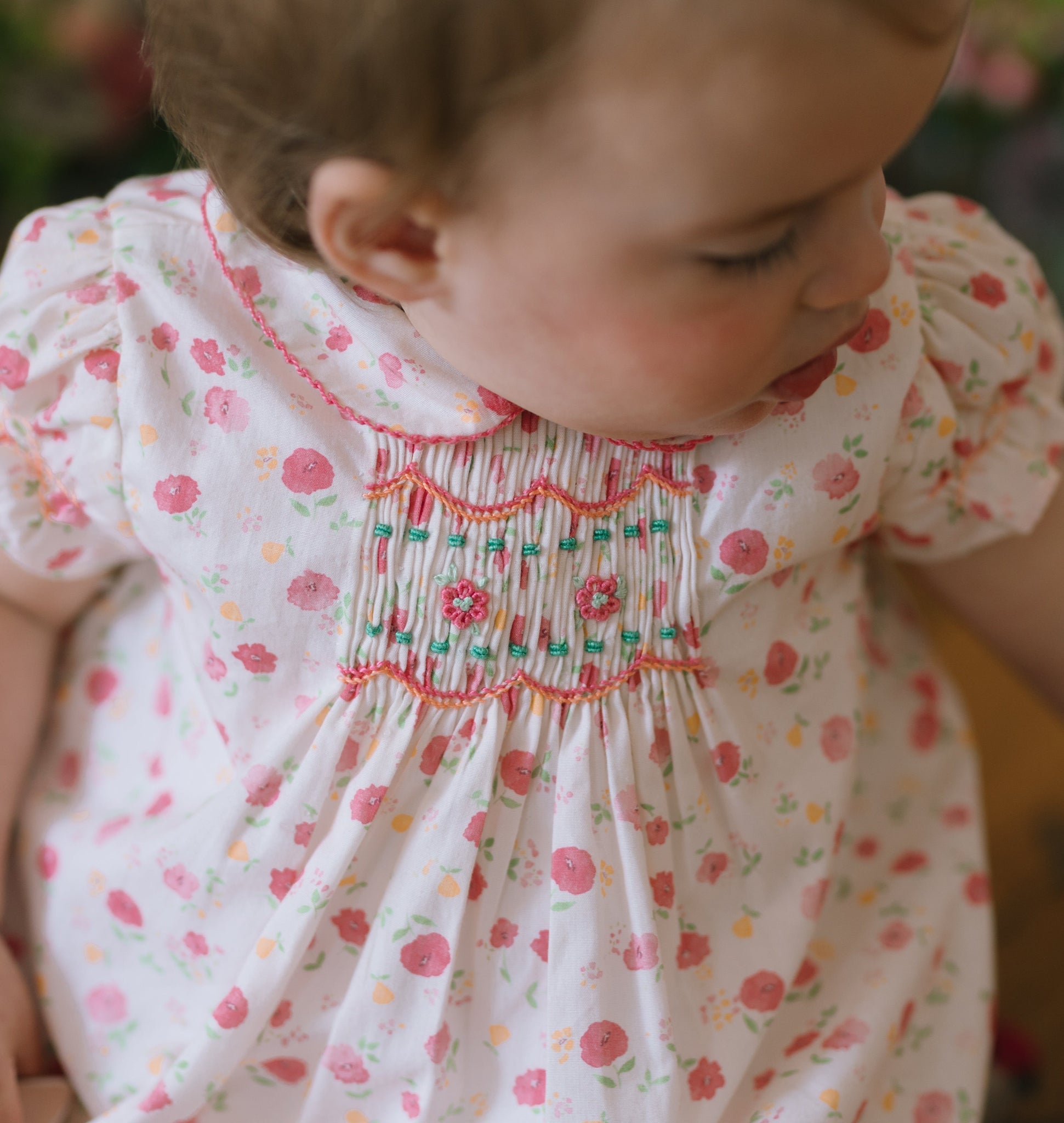 Poppy Pink Smocked Baby Set