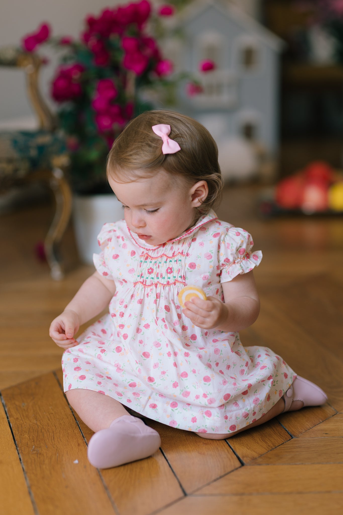 Poppy Pink Smocked Baby Set