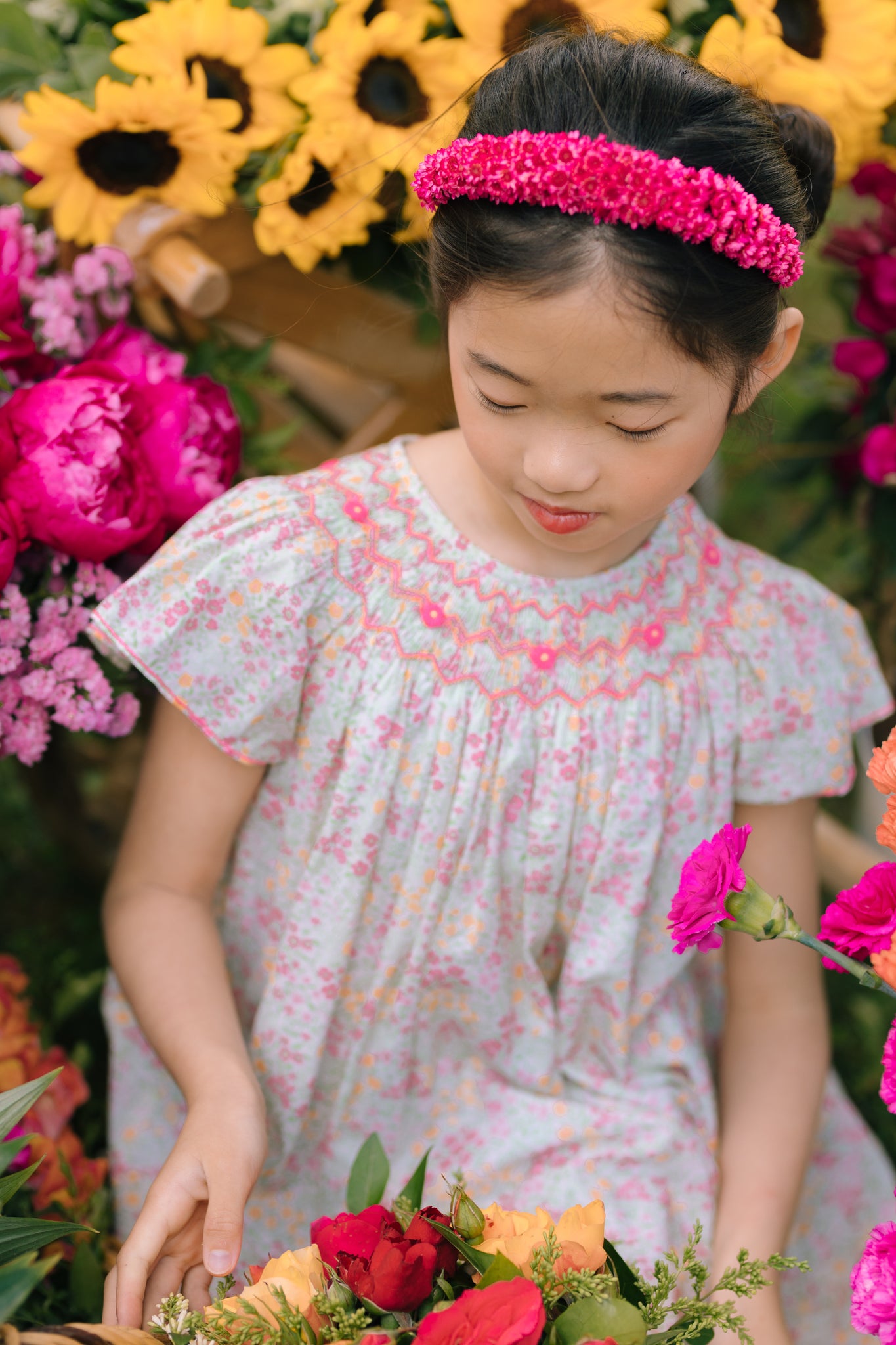 Prune Floral Frills Bishop Dress