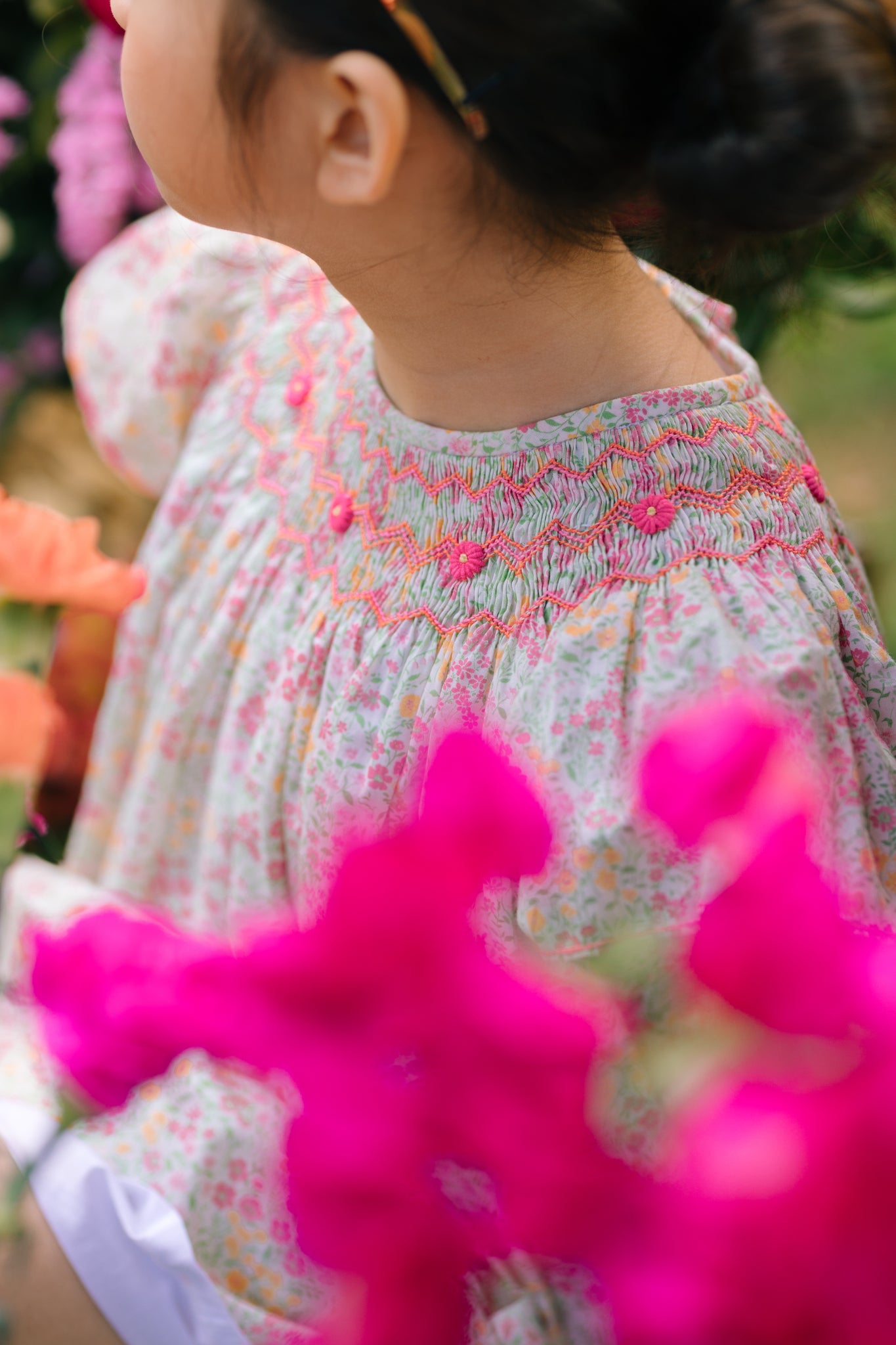 Prune Floral Frills Bishop Dress