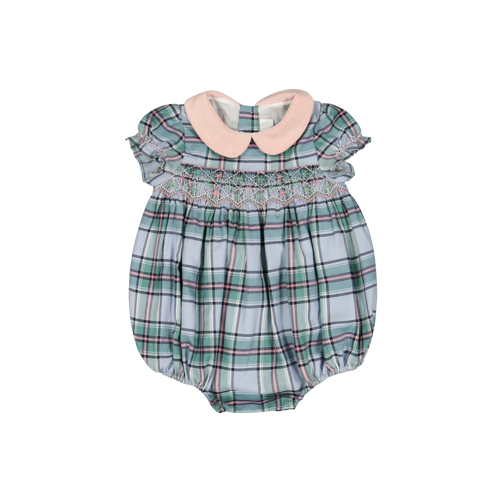 SHERAZADE GREEN/PINK TARTAN SHORT SLEEVE BUBBLE