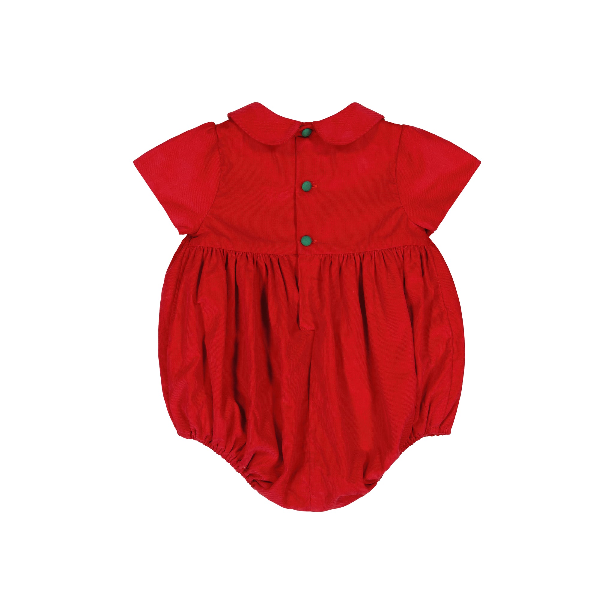 STELLA RED CORDUROY SHORT SLEEVE SMOCKED BUBBLE