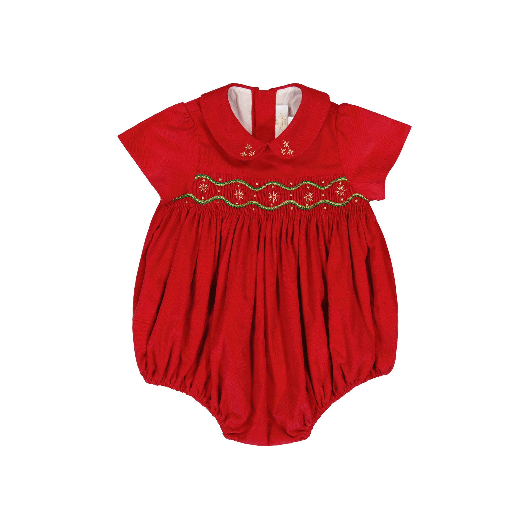 STELLA RED CORDUROY SHORT SLEEVE SMOCKED BUBBLE