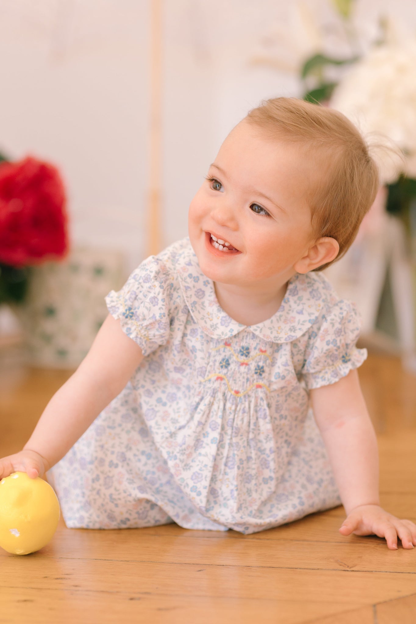 Violette Floral Blue Short Puff Baby Set