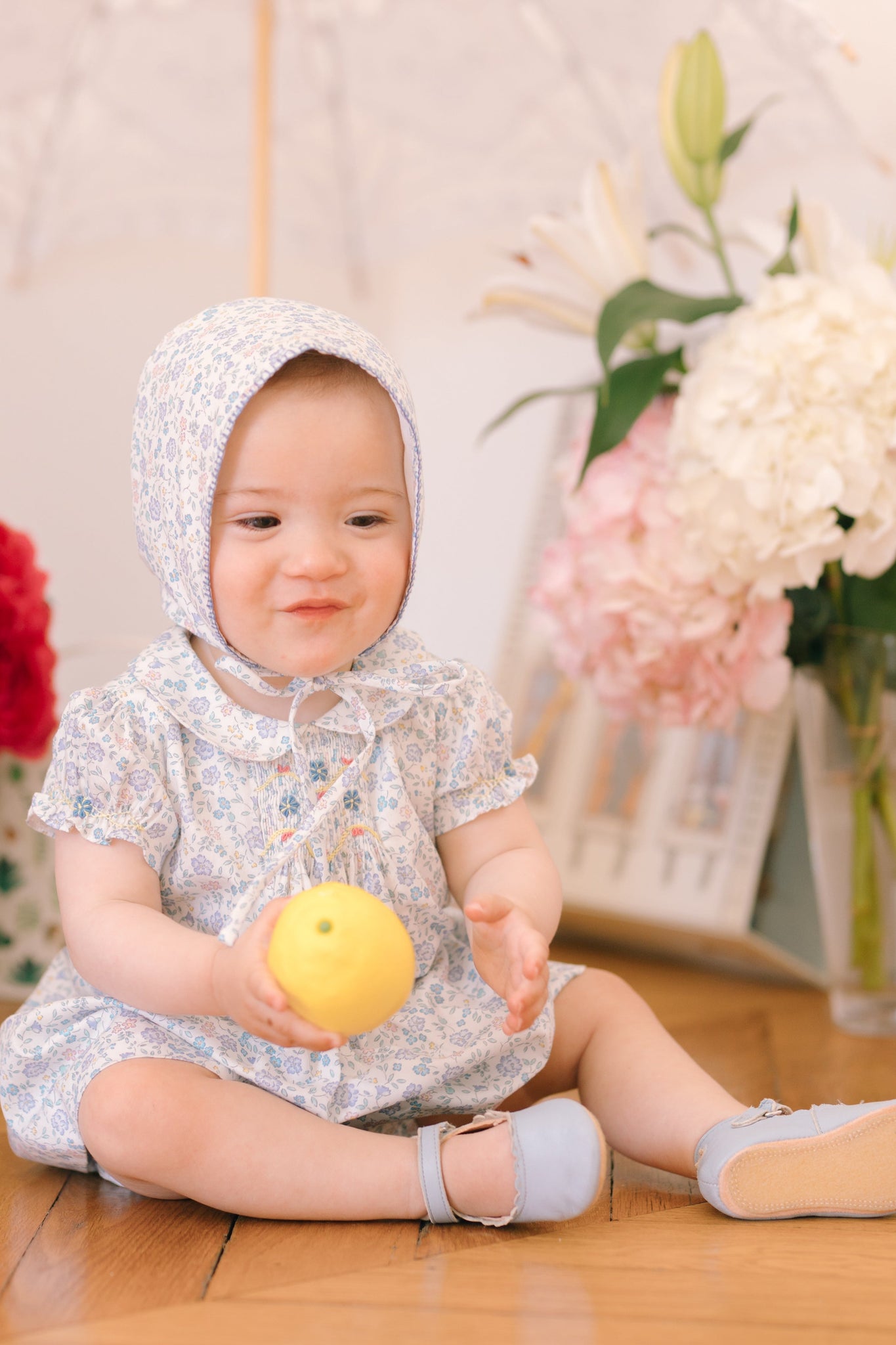 Violette Floral Blue Short Puff Baby Set