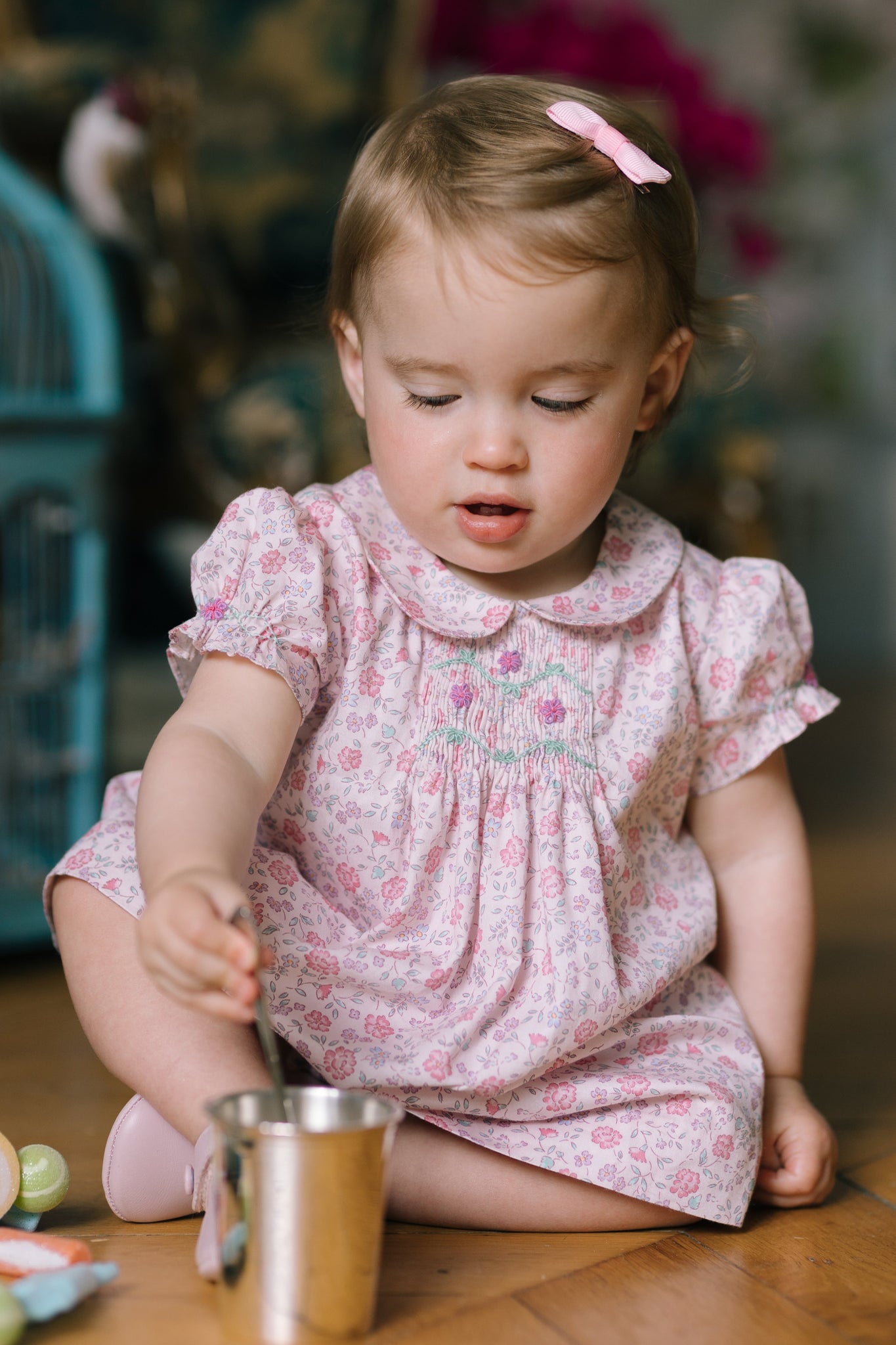 Violette Floral Pink Short Puff Baby Set