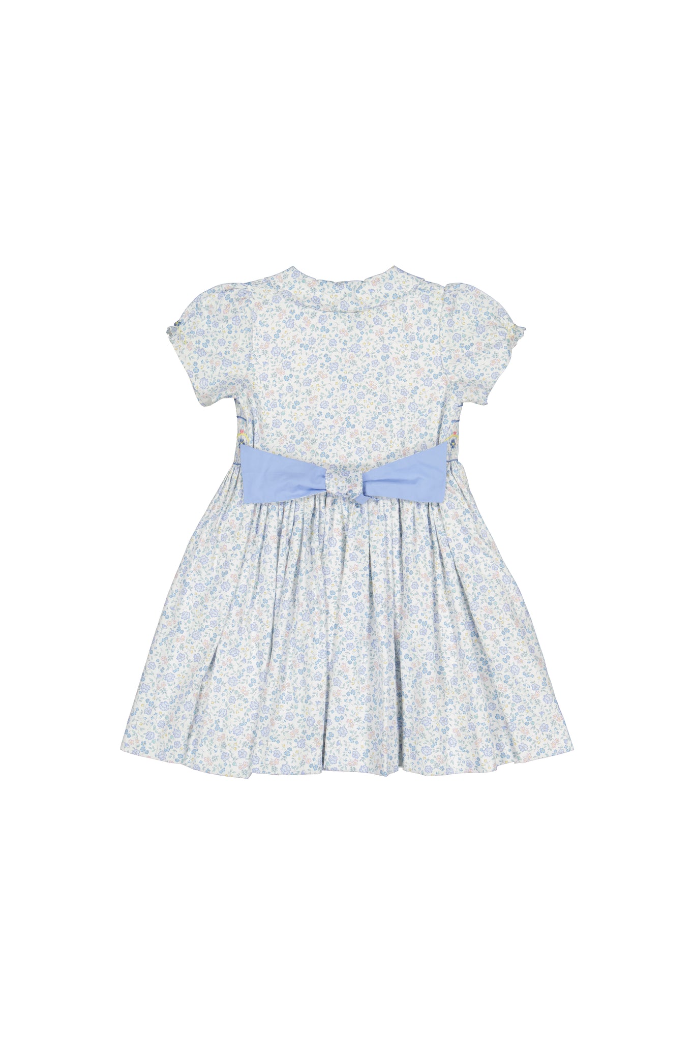 Violette Floral Blue Short Puff Smocked Dress