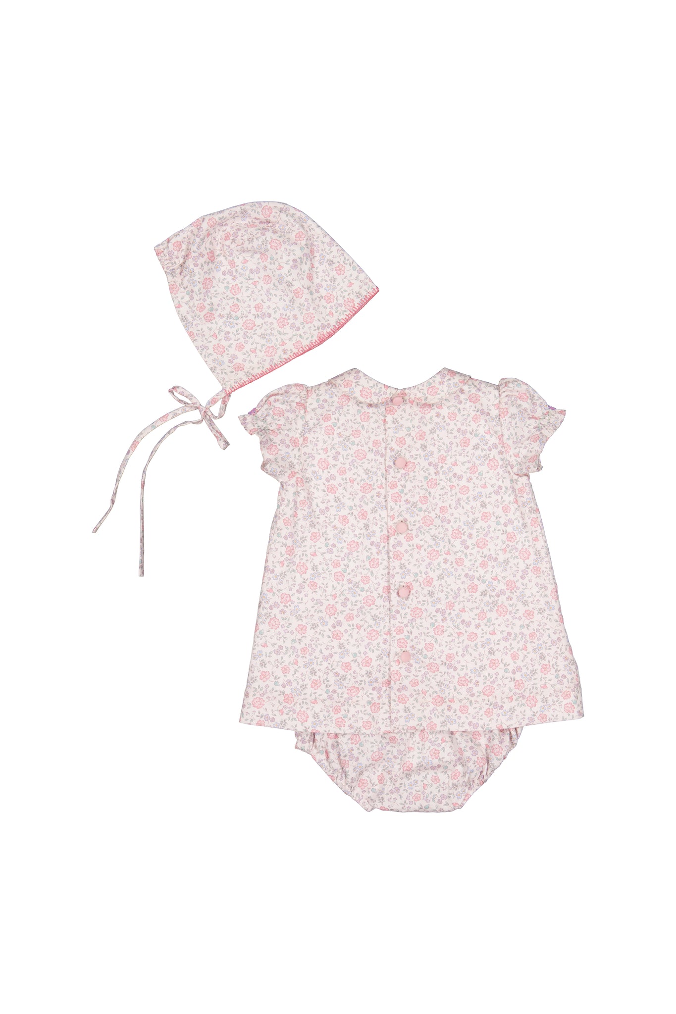 Violette Floral Pink Short Puff Baby Set