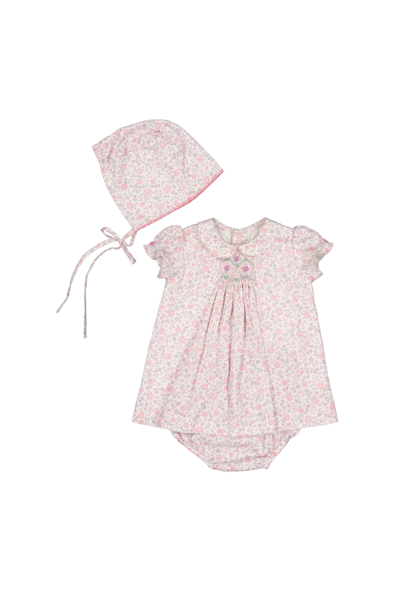 Violette Floral Pink Short Puff Baby Set