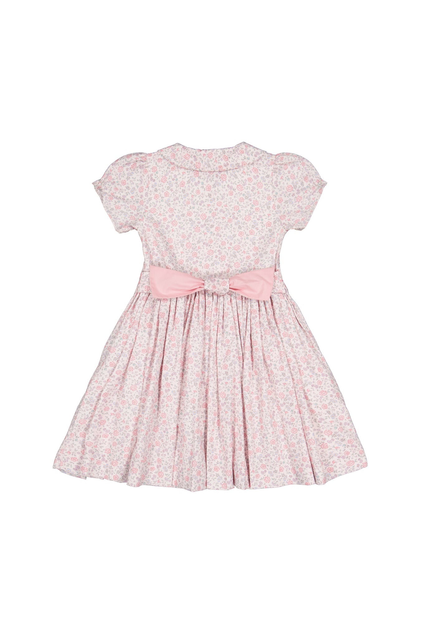 Violette Pink Floral Short Puff Smocked Dress