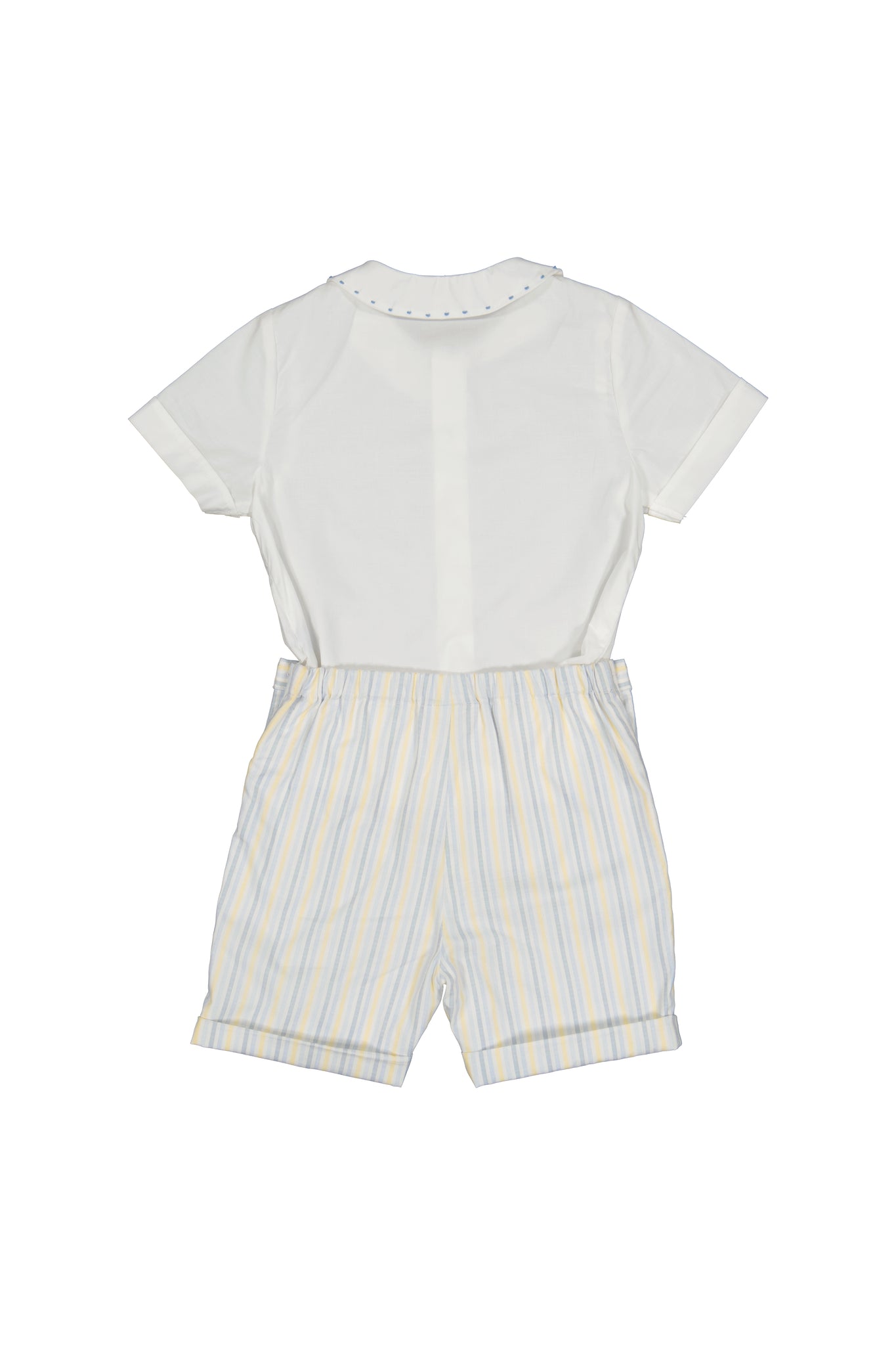 William Yellow blue Stripe Shorts and Shirt