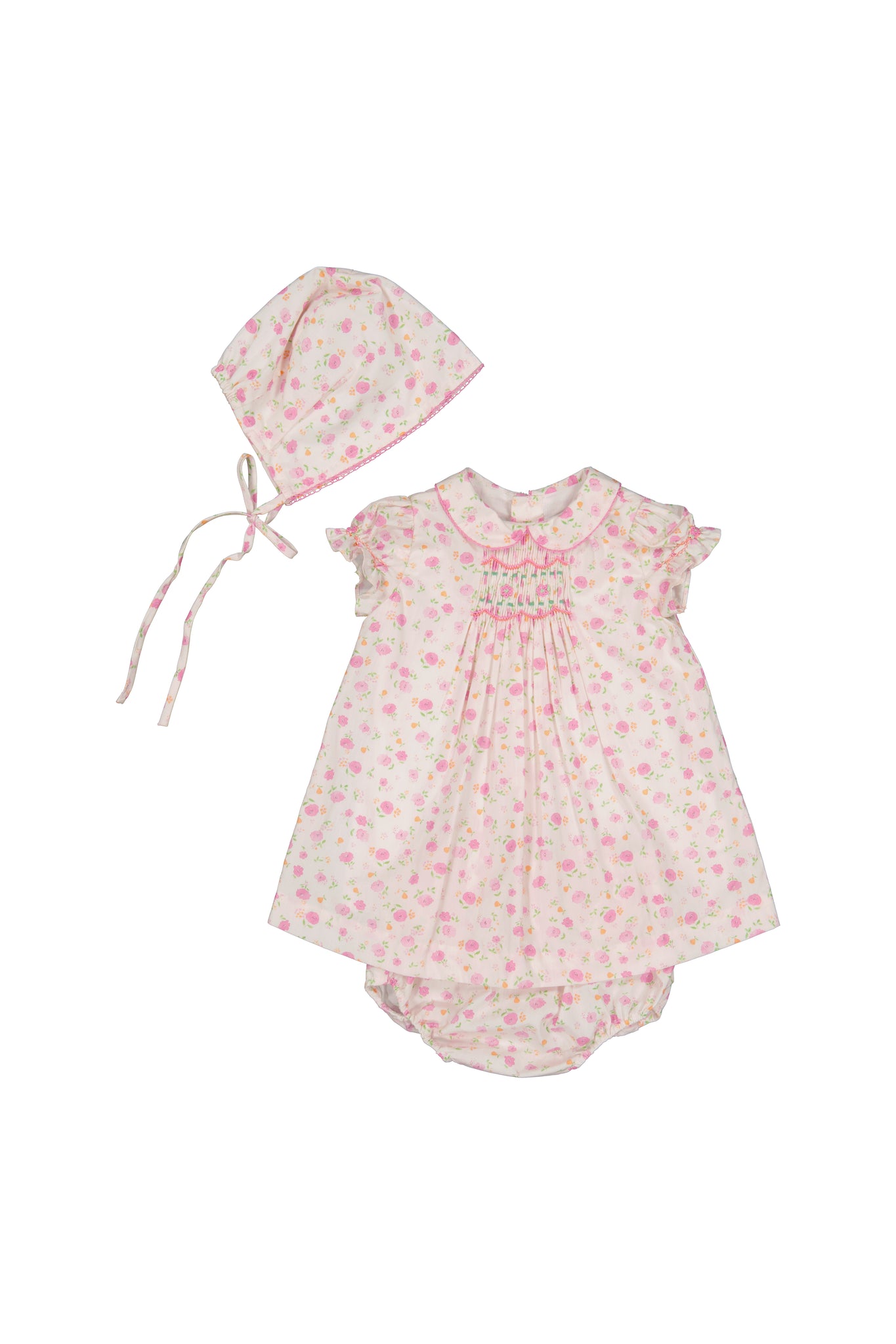 Poppy Pink Smocked Baby Set