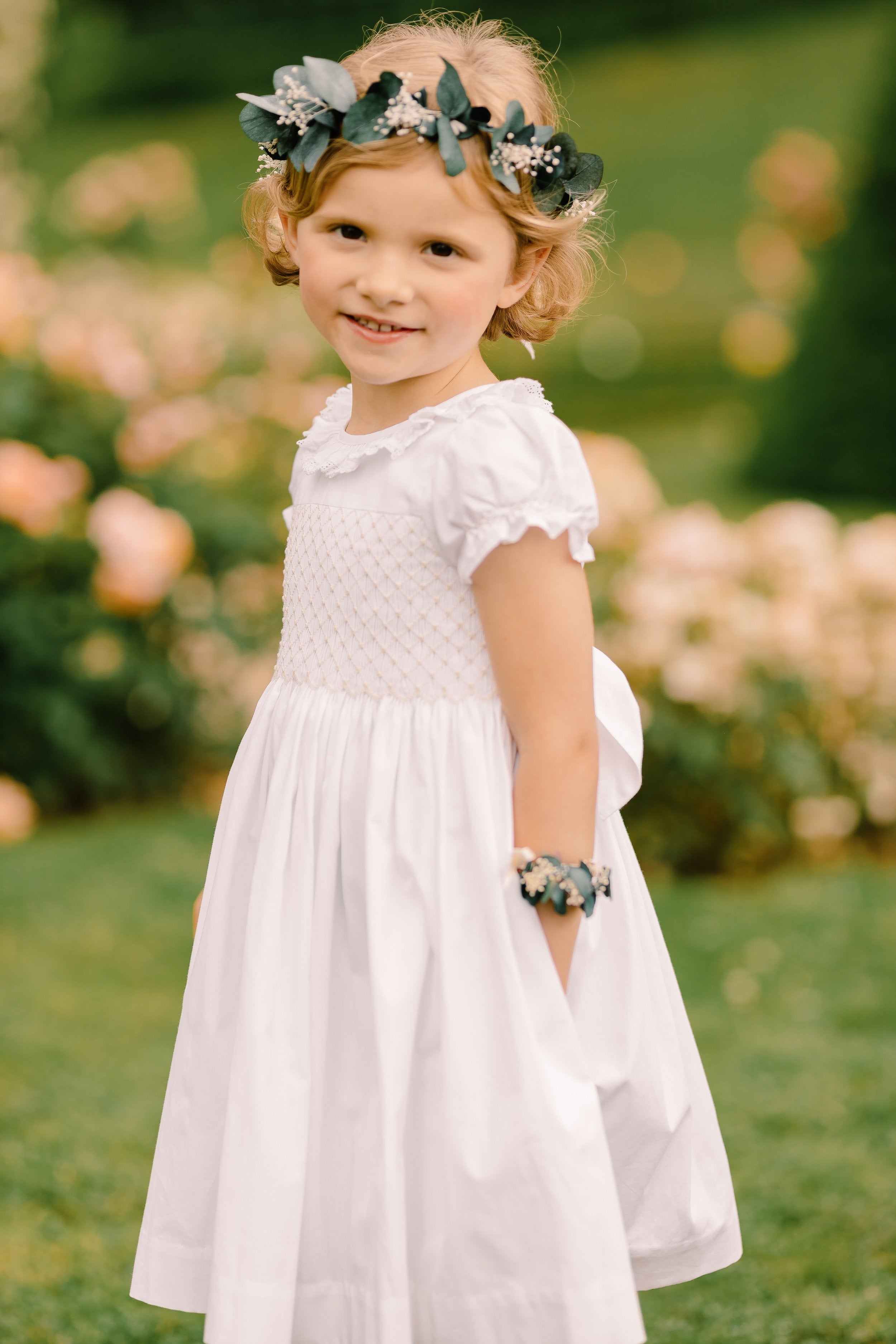 Antoinette Ceremony White Smocked Girl Dress