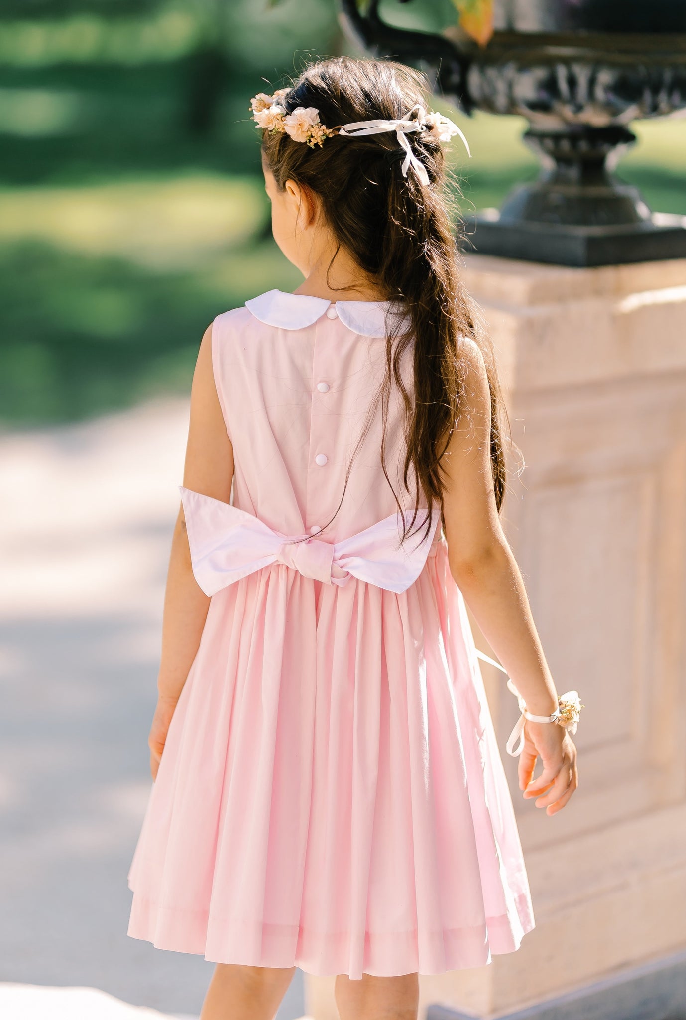 Antoinette Paris Girl INES Pink Cord Hand Smocked Dress